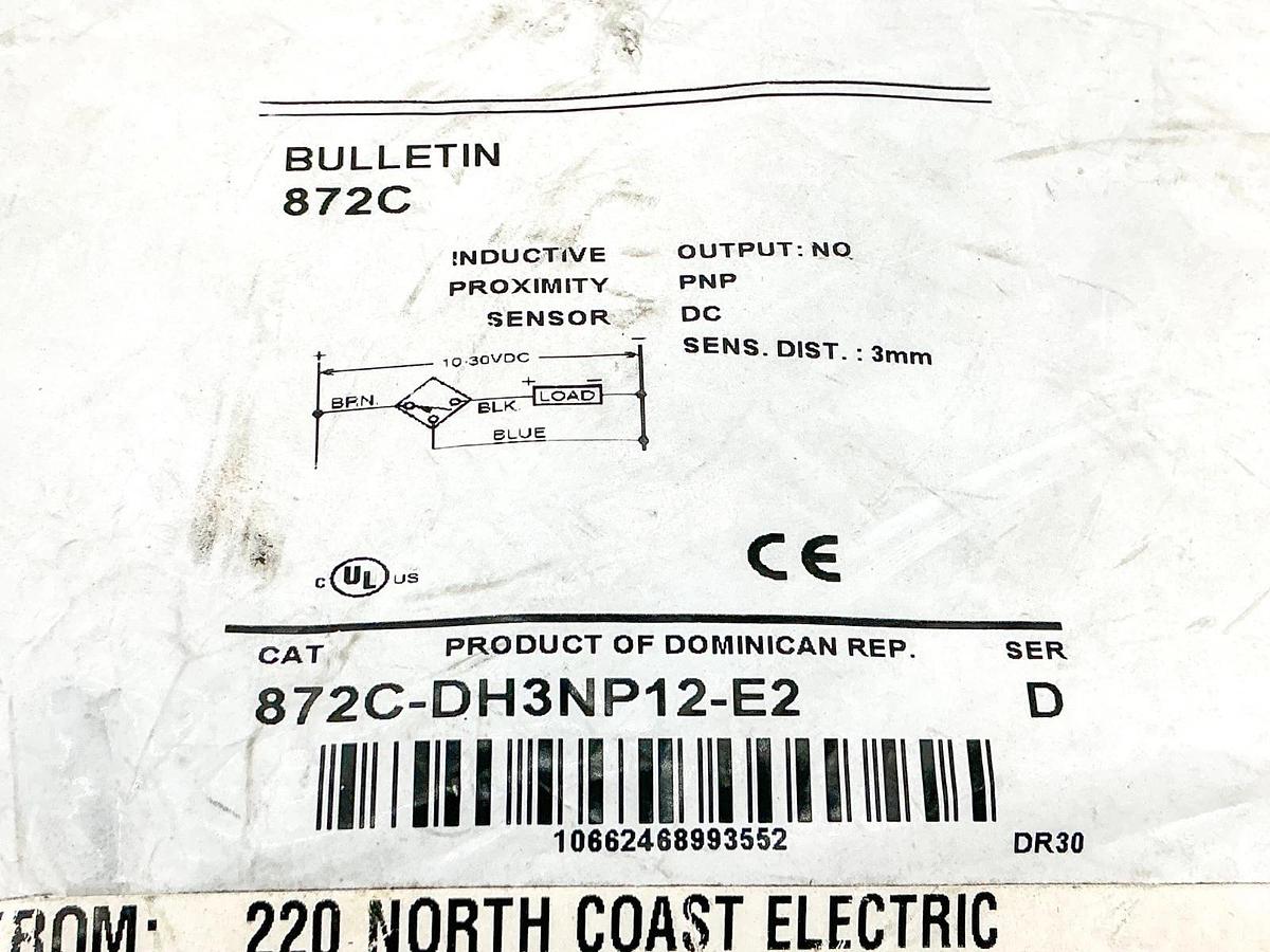 New Allen Bradley 872C-DH3NP12-E2 Inductive Proximity Sensor 30V Sens 3mm Ser.D