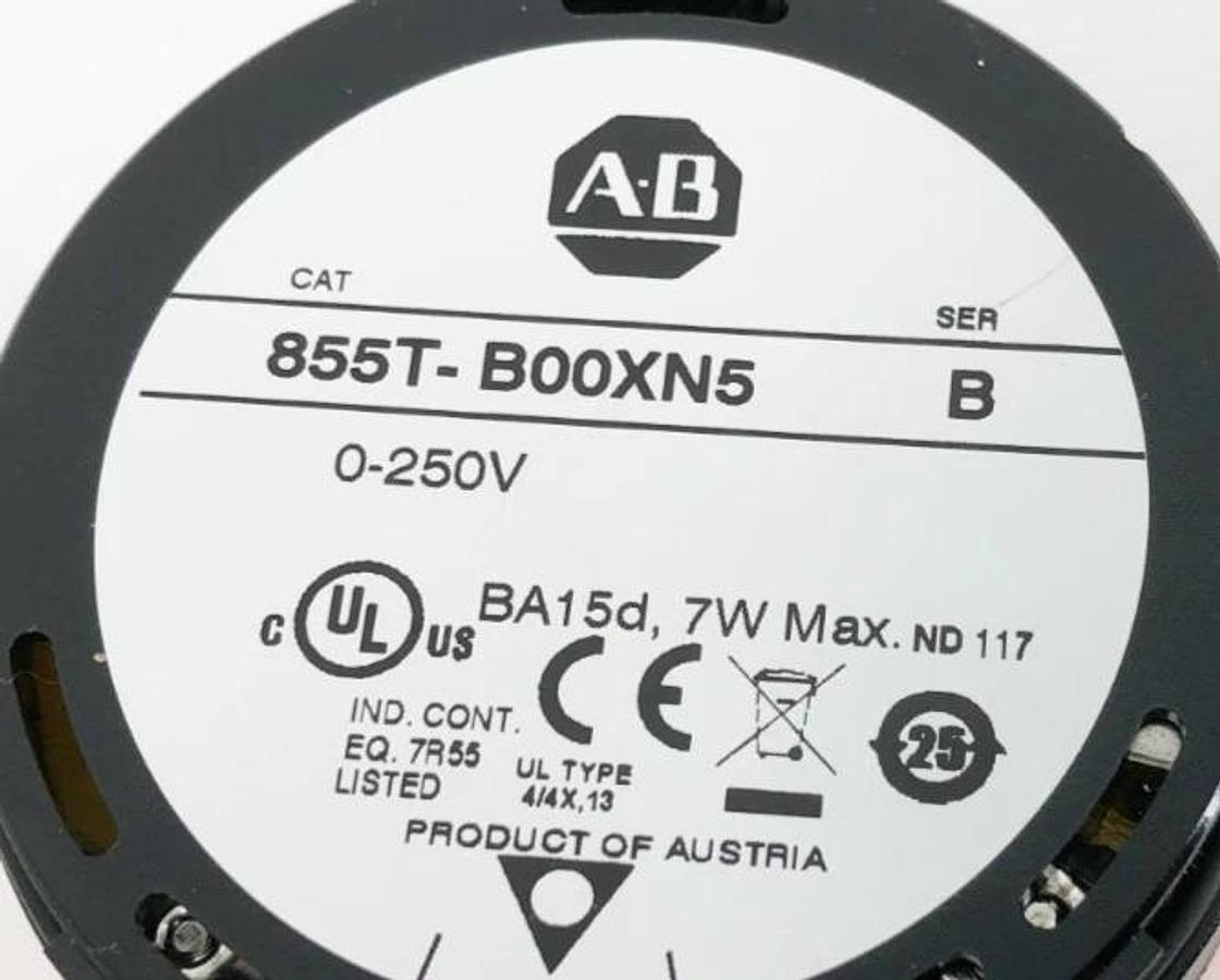 New Allen Bradley 855T-B00XN5 Ser. B Stack Light Amber Steady 250V - No Box