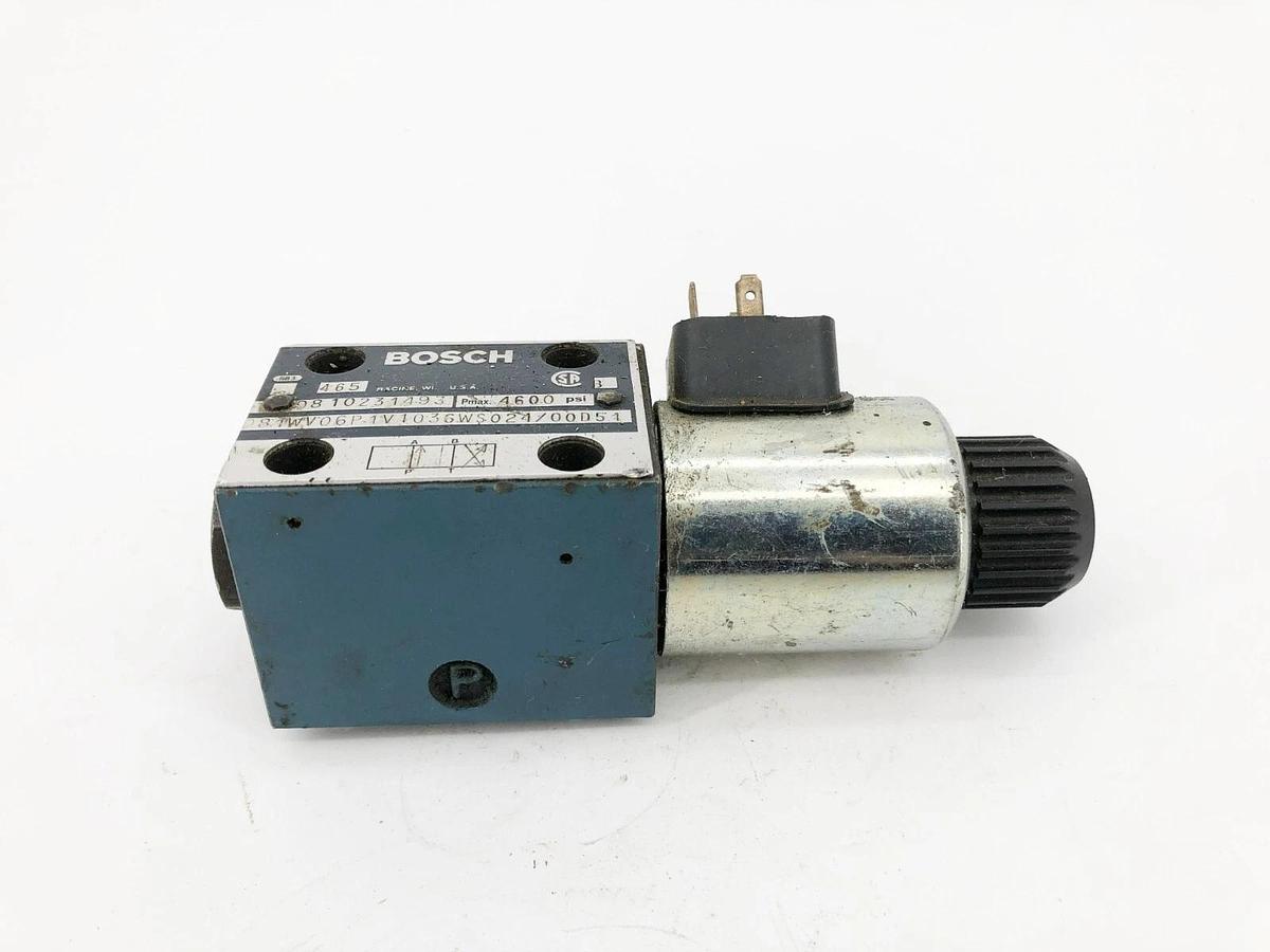 Used Bosch 9810231493 Hydraulic Solenoid Valve 4600psi 24VDC 81WV06P1V1036WS024/00D51