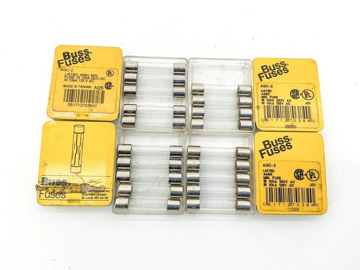 New Lot of 19 Bussmann AGC-2 Glass Fuse 2A 250V