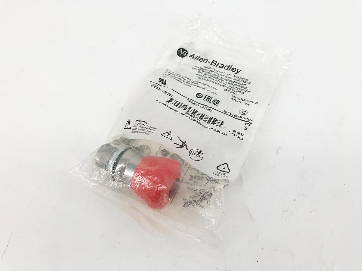 New Allen Bradley 800FM-LMT44 Ser. B Illuminated 40mm E-Stop Twist to Release