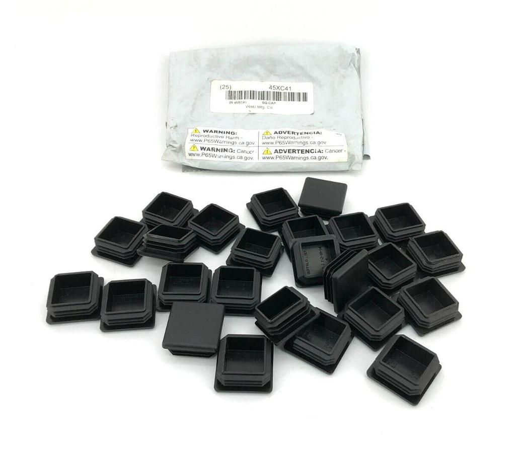 Lot of 25 New Vestil 45XC41 End Caps, 1 in 1-.2 H 1-1/2 L