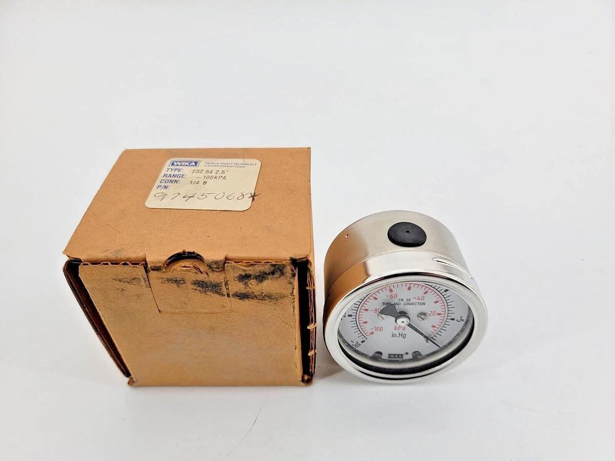 New Wika 9745068 232.54 2.5" Vacuum Pressure Gauge -100kPa / -30in.Hg, 1/4"NPT