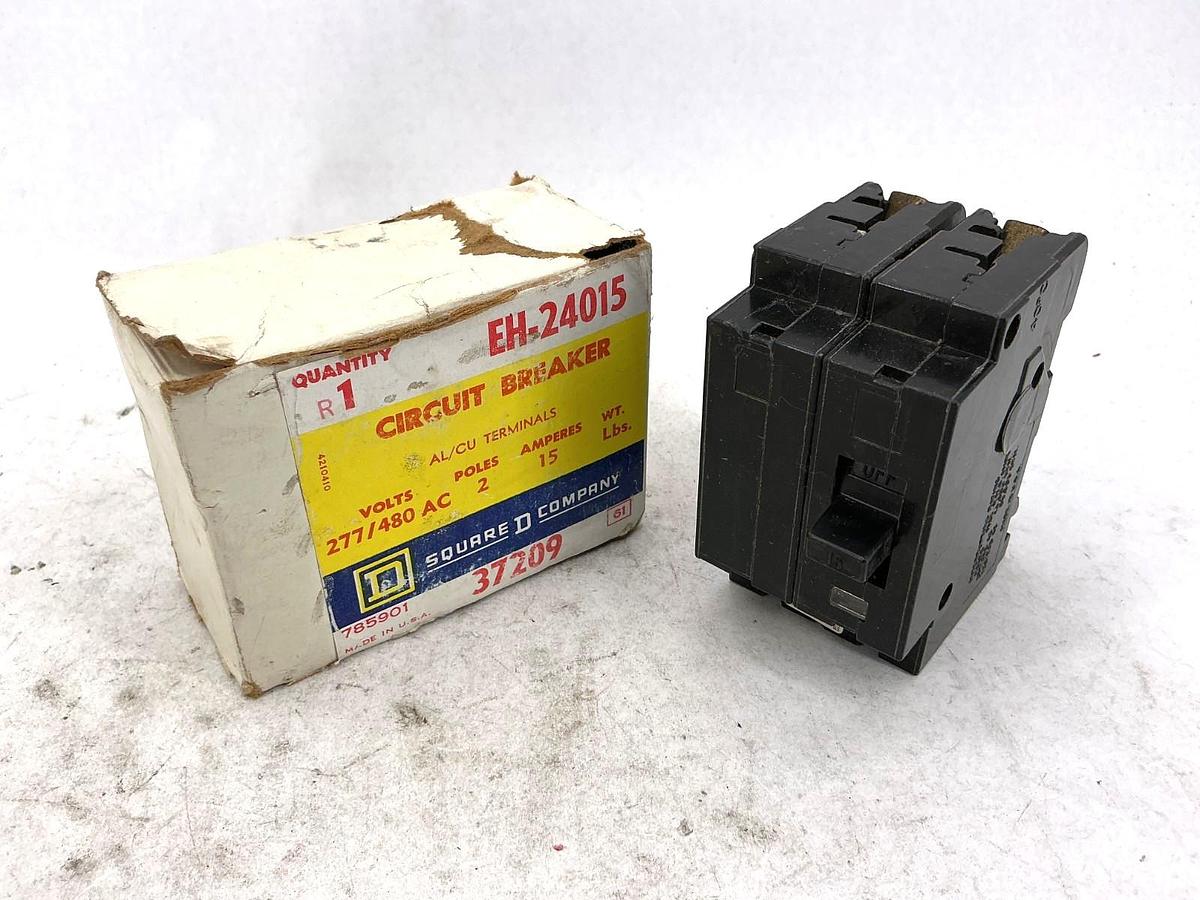 New Square D EH-24015 Circuit Breaker 2-Pole 15A 277/480VAC 37209