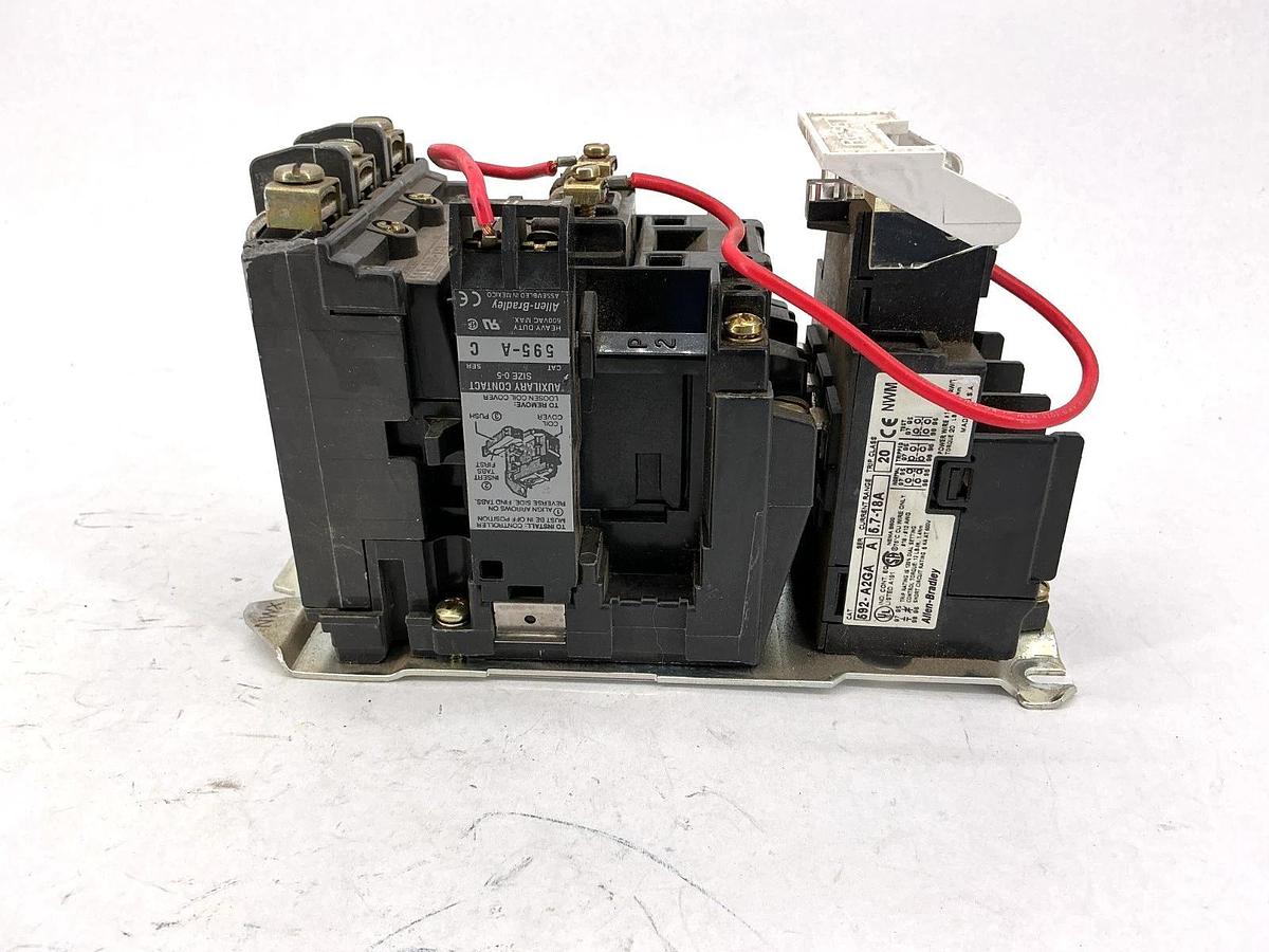 Used Allen Bradley 509-BOD-A2GA Starter 5.7-18A w/ 595-A Aux Contact 115-120V 60HZ
