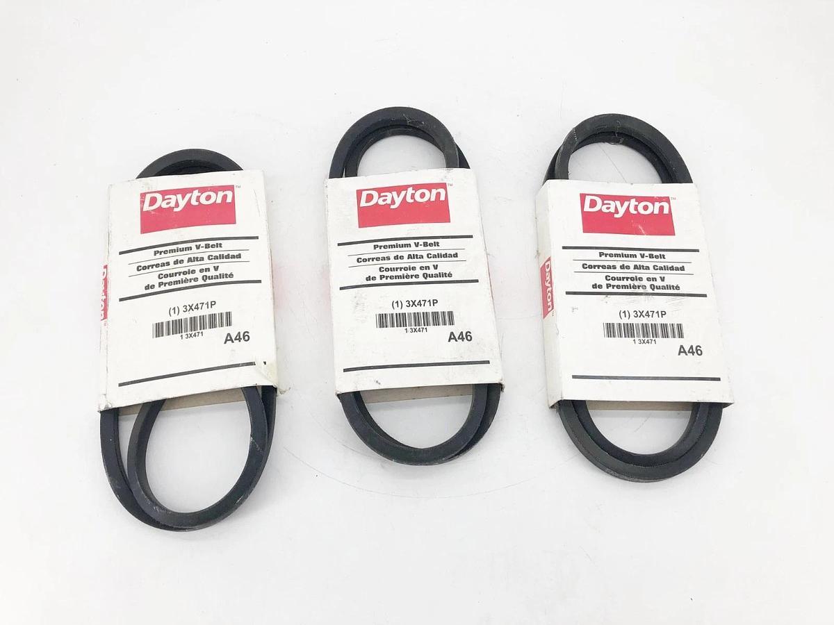 Lot of 3 Dayton New A-46 V-Belts 3X471 - No Box