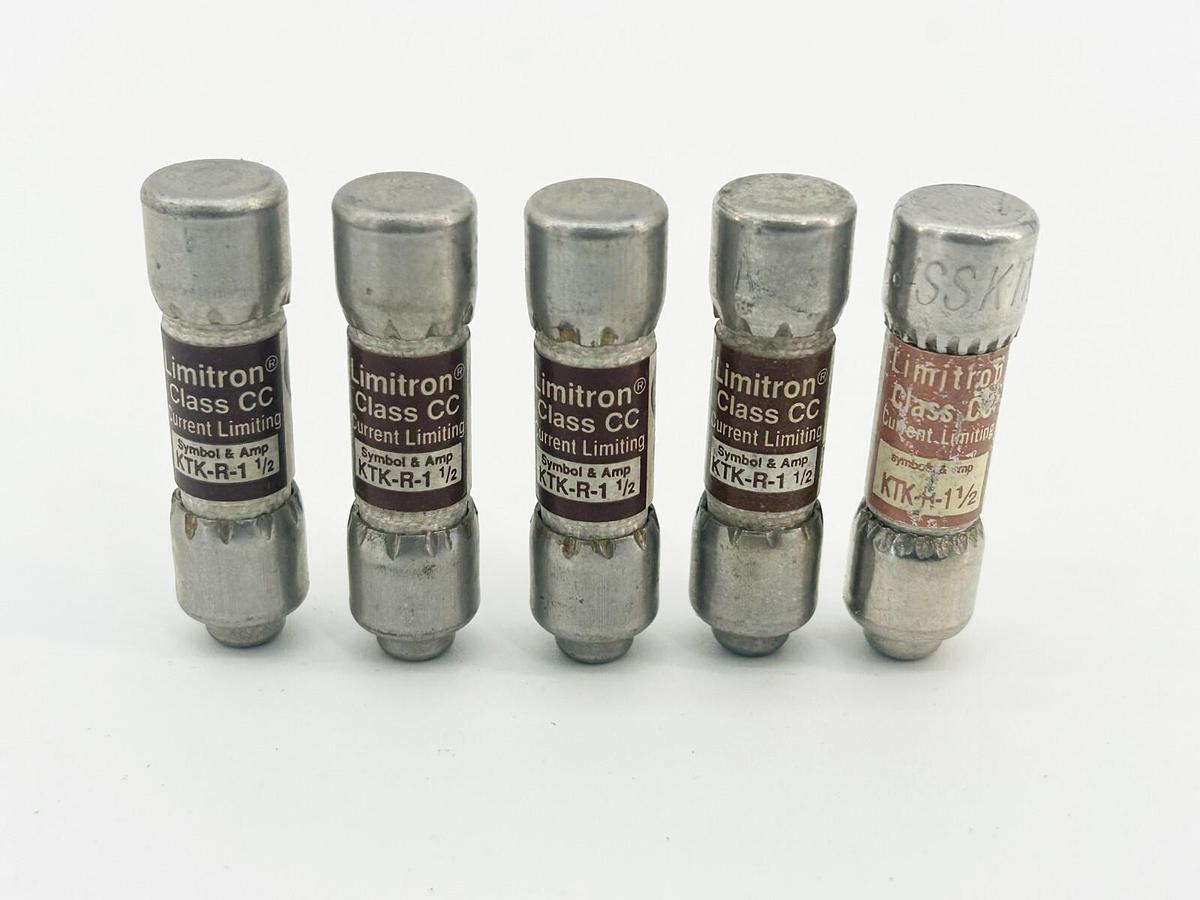 New Lot of 5 Bussmann KTK-R-1-1/2 Fast Acting Fuse 600V 1.5A - No Box