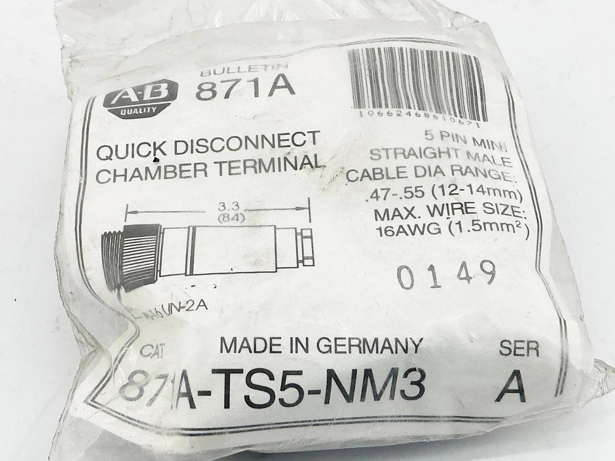 New Allen Bradley 871A-TS5-NM3 Quick Disconnect Chamber Terminal 5Pin Ser.A
