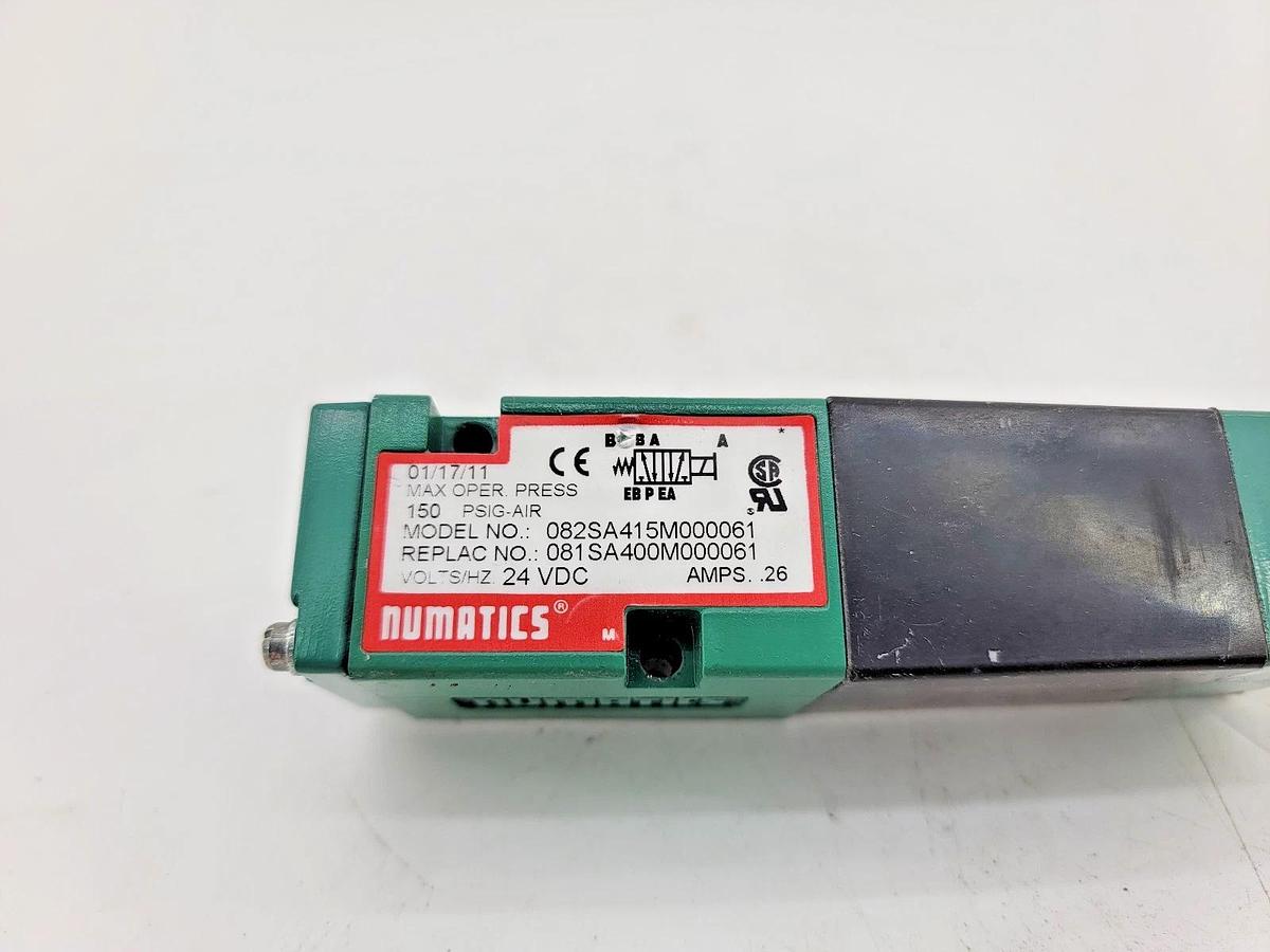 Used Numatics 081SA400M000061 Solenoid Valve 24VDC 150PSIG-Air No Manifold