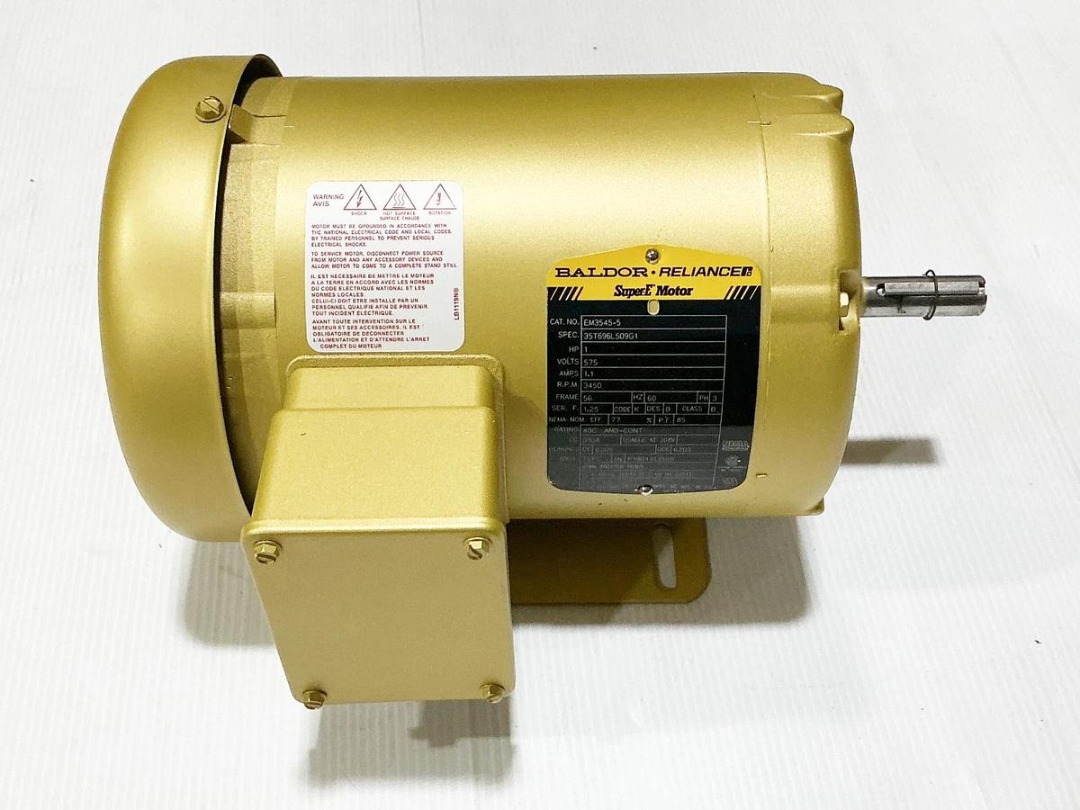 New Baldor EM3545-5 Electric Motor 1HP 3PH 575V 3450RPM 56 Frame 35T696L509G1