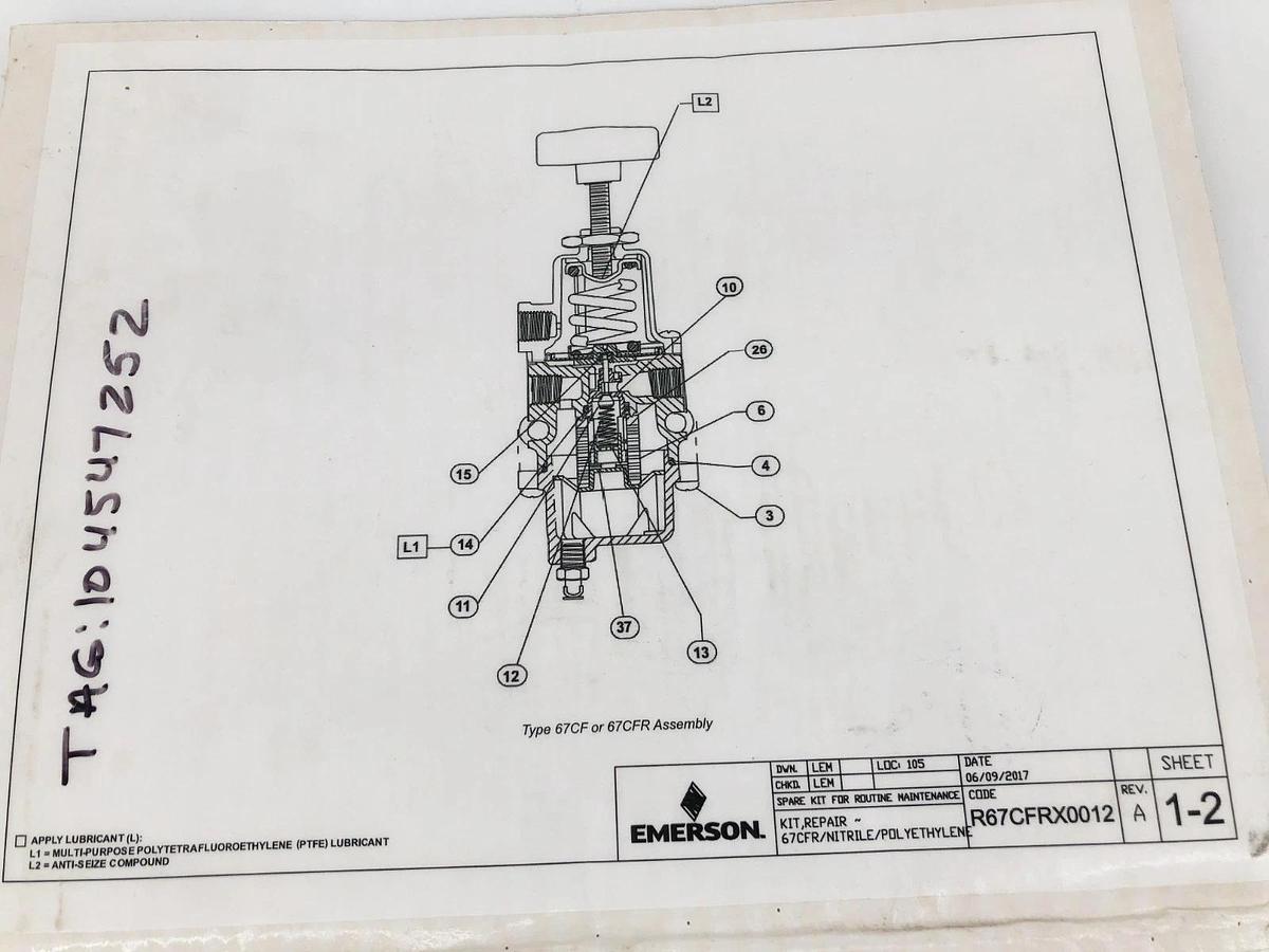 New Fisher Emerson R67CFRX0012 Regulator Repair Kit 67CFR