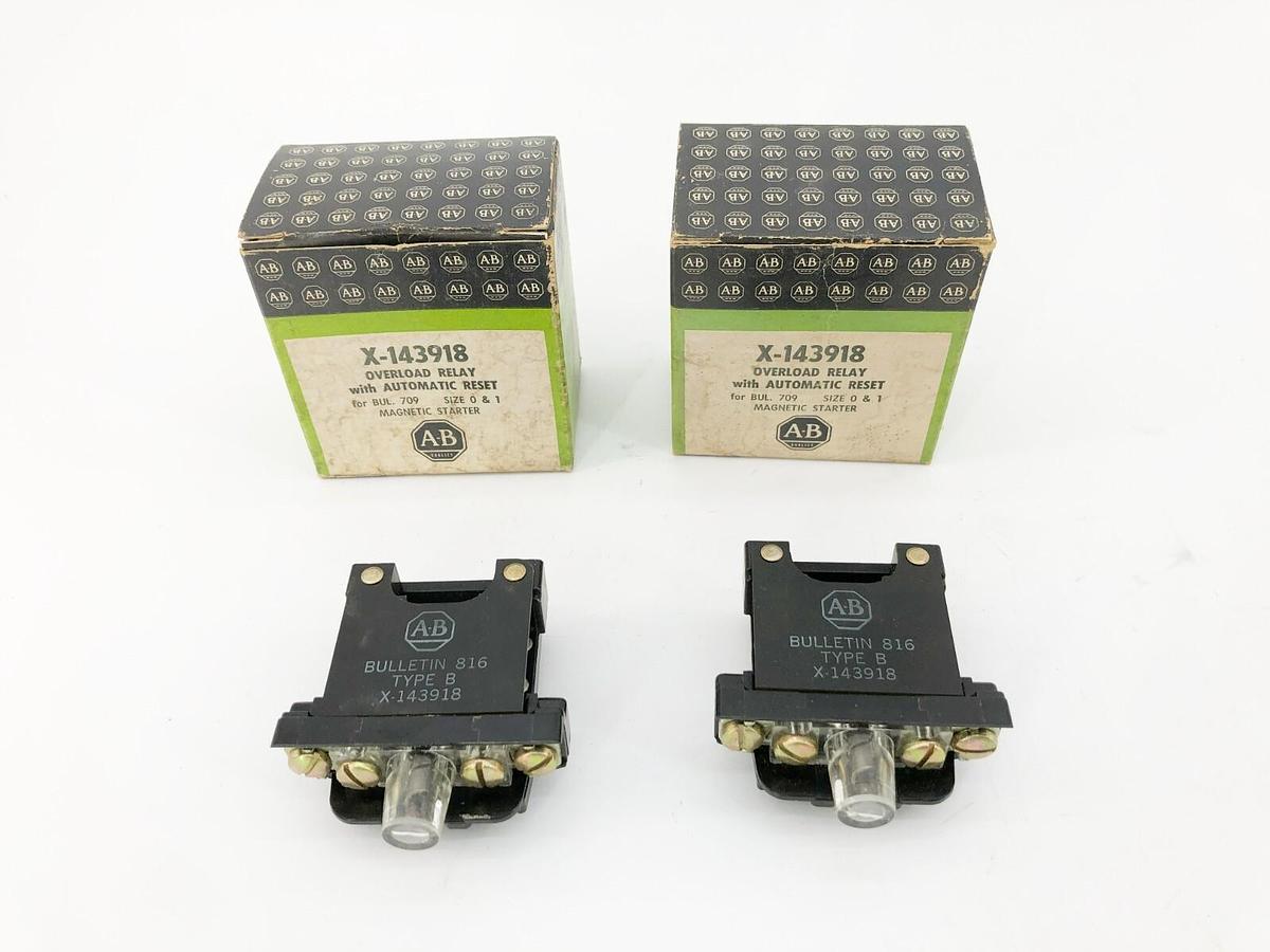 Lot of 2 New AB Allen Bradley X-143918 Overload Relay Size 0 & 1