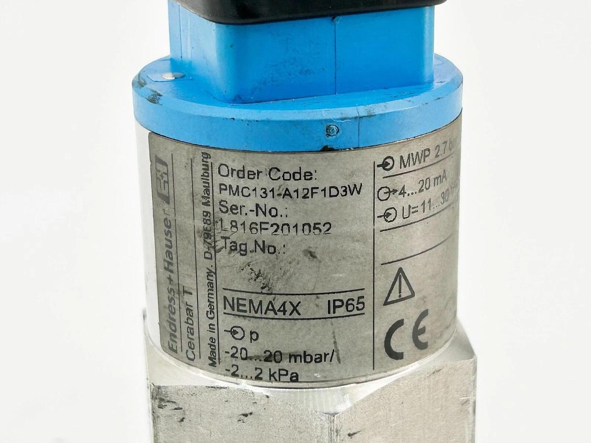 Used Endress + Hauser PMC131-A12F1D3W Pressure Transmitter 1/4NPT 1/2NPT 30V 20MA NEM