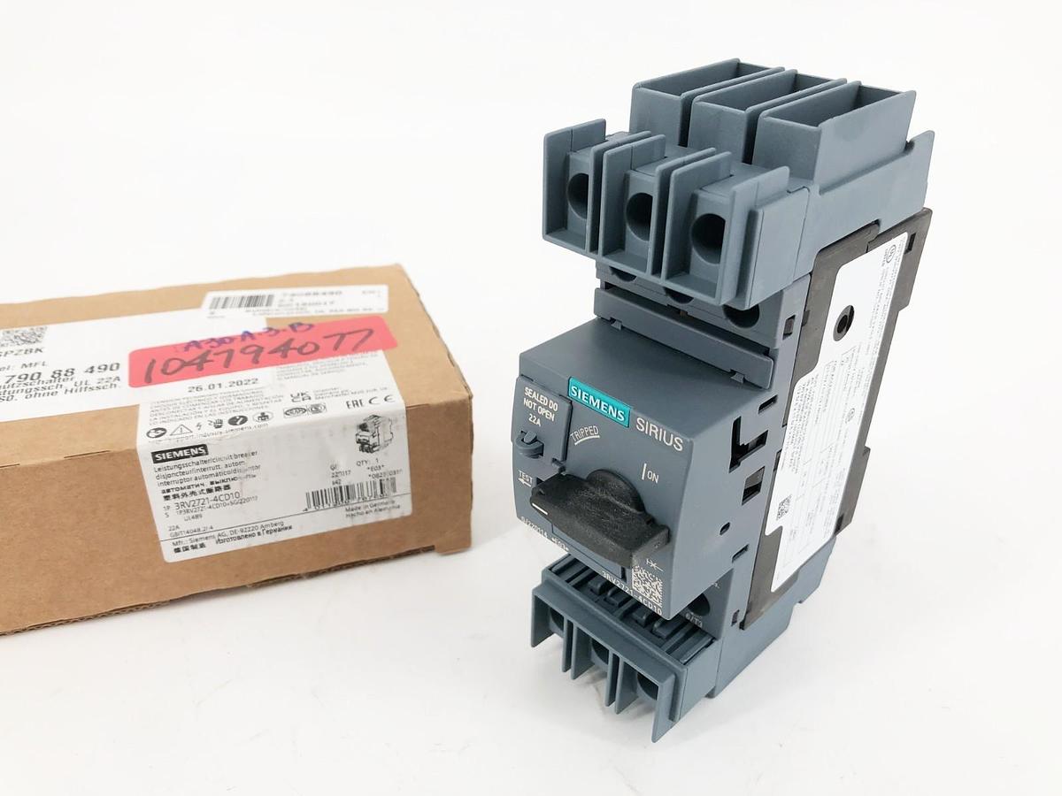 New Siemens 3RV2721-4CD10 Circuit Breaker 22A 690V