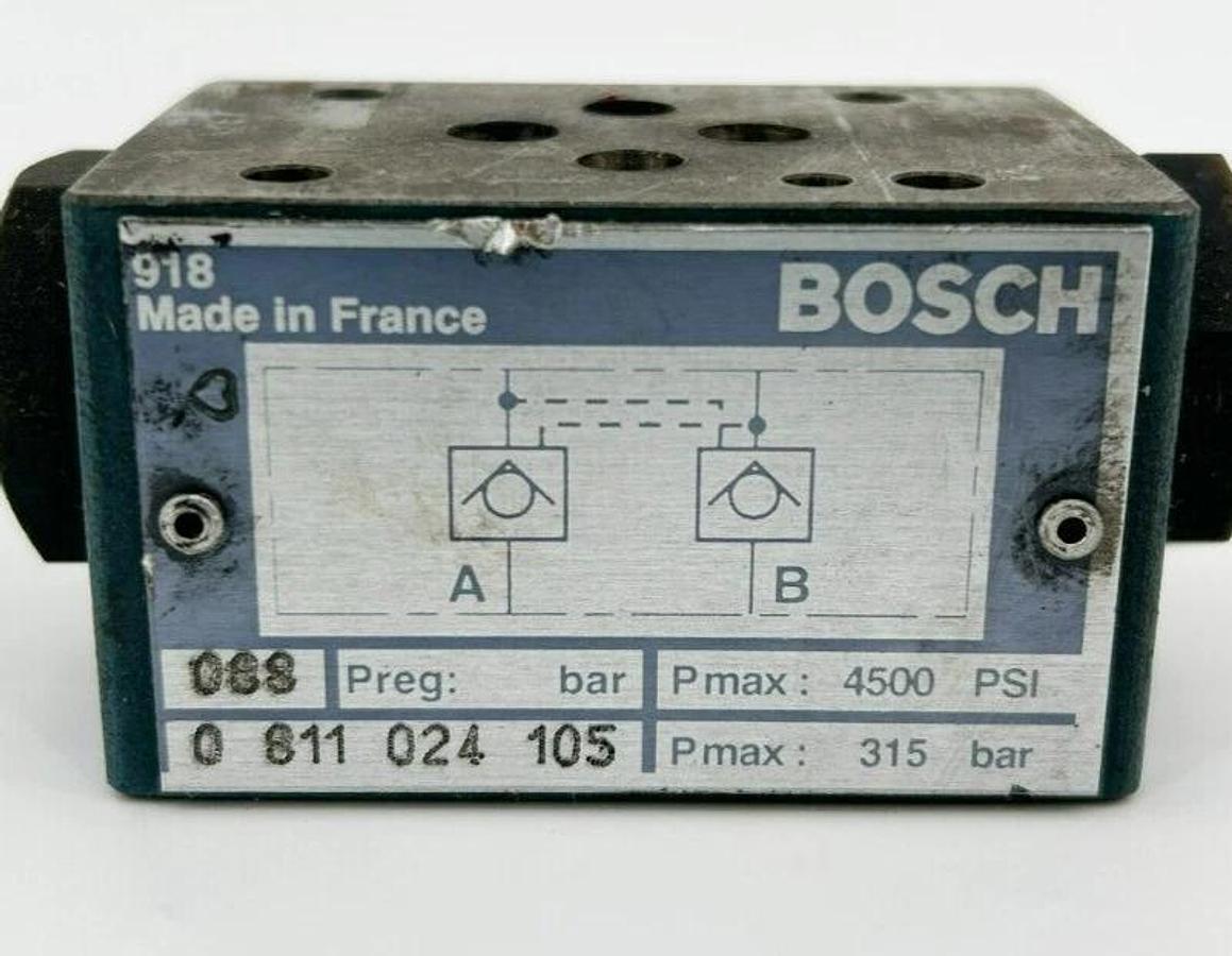 Used Bosch 0811024105 Manifold Check Valve Block, 4500psi 0 811 024 105