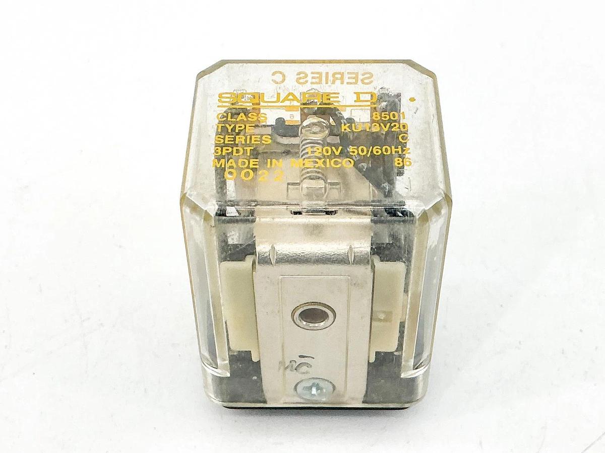 Used Lot of 2 Square D 8501KU13V20 Relay 120V 10A 1/2HP
