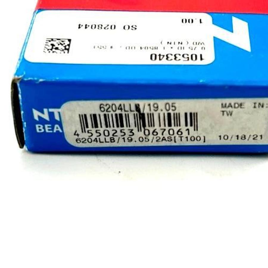 New NTN 6204LLB/19.05 Ball Bearing 3/4" ID 1.85" OD 0.551" W - No Box