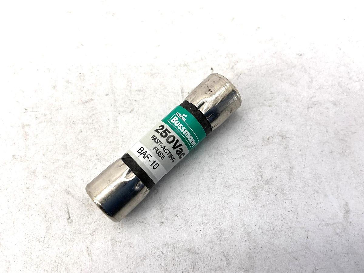 New Bussmann BAF-10 250Vac Fast-Acting Fuse 10A 250V Box of 10