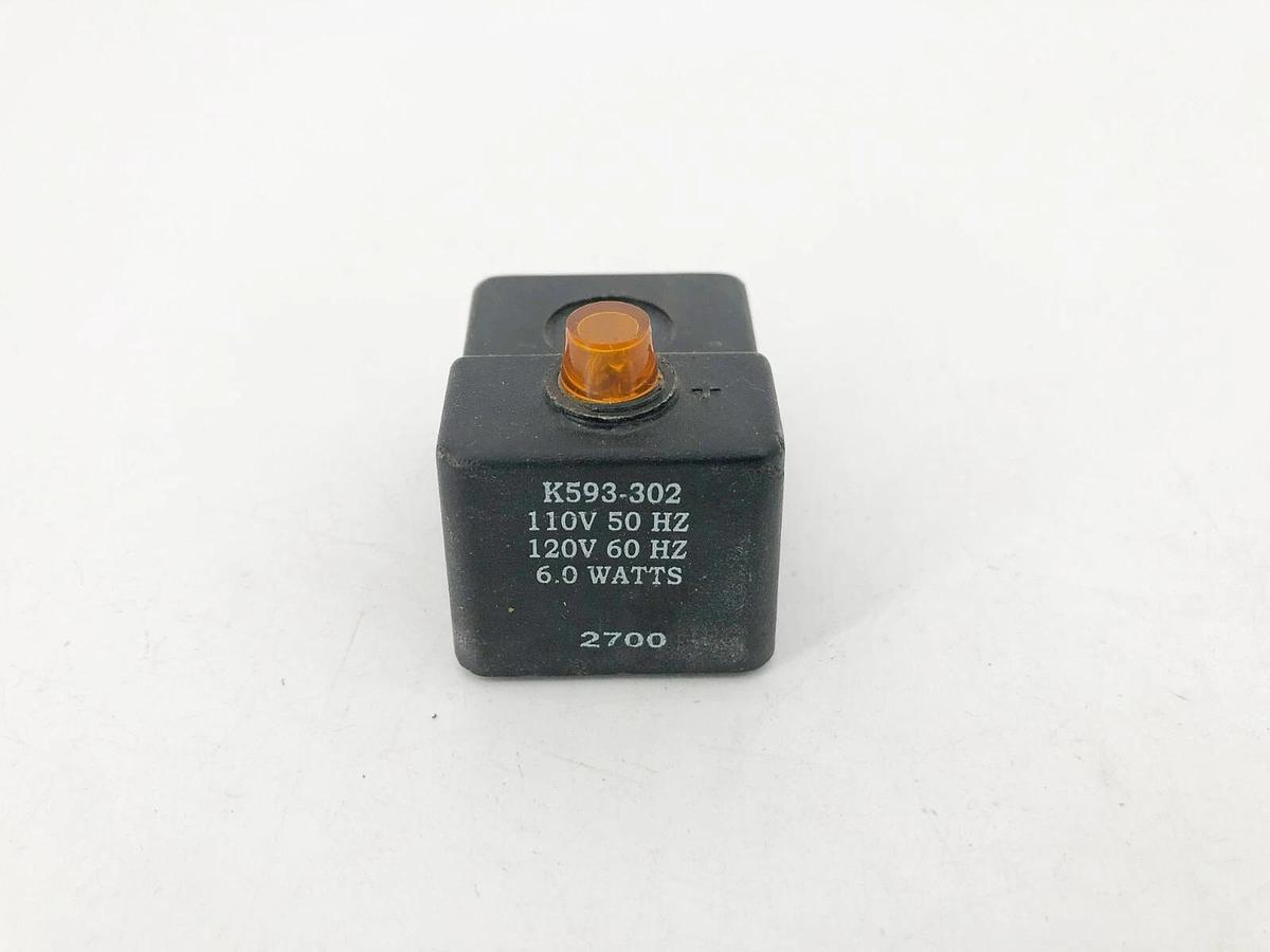 New Parker K593-302 Coil With Light 110V/50 120V/60 6 Watts