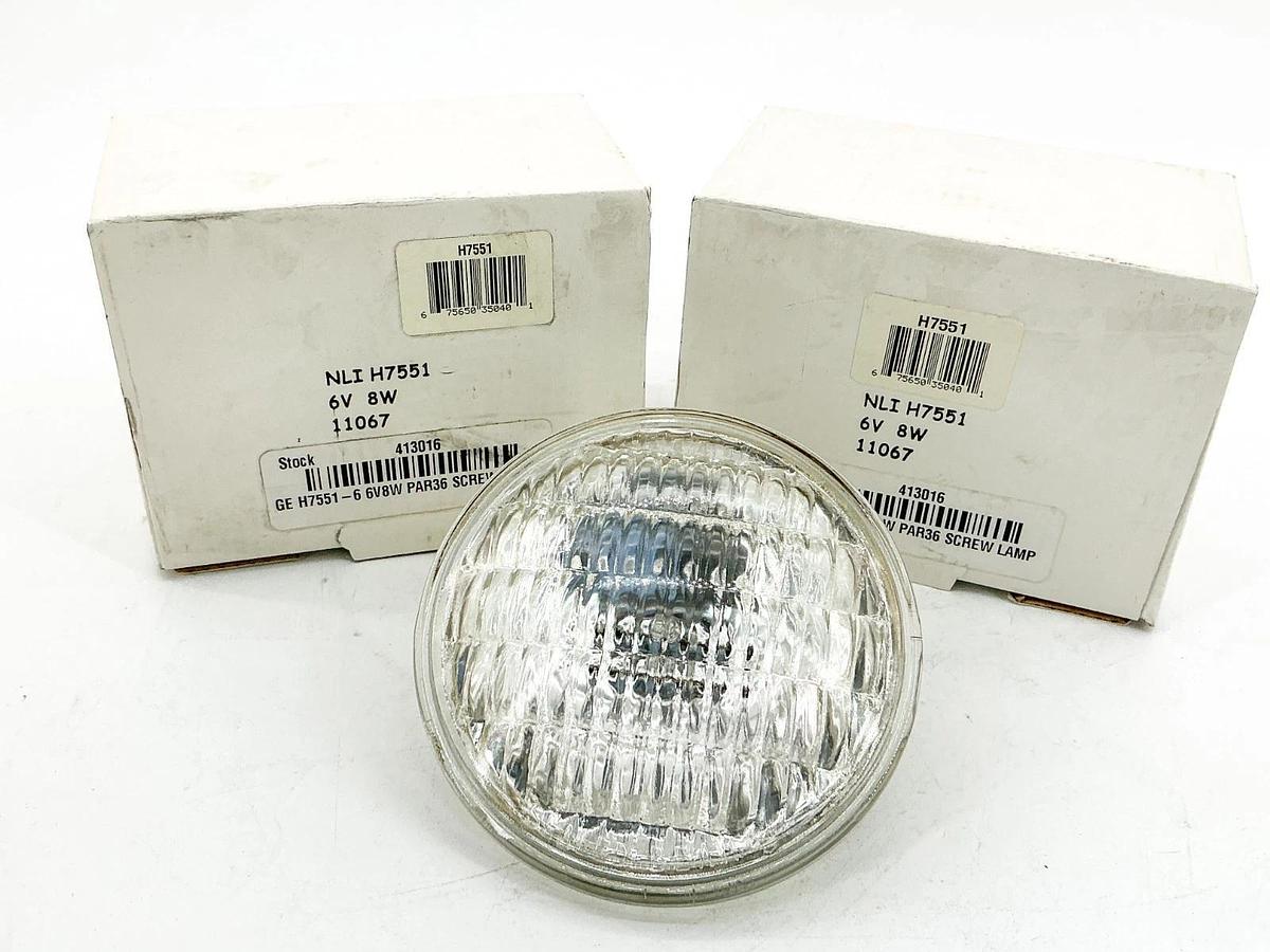New Lot of 2 GE H7551 Halogen Beam Lamp 6V 8W