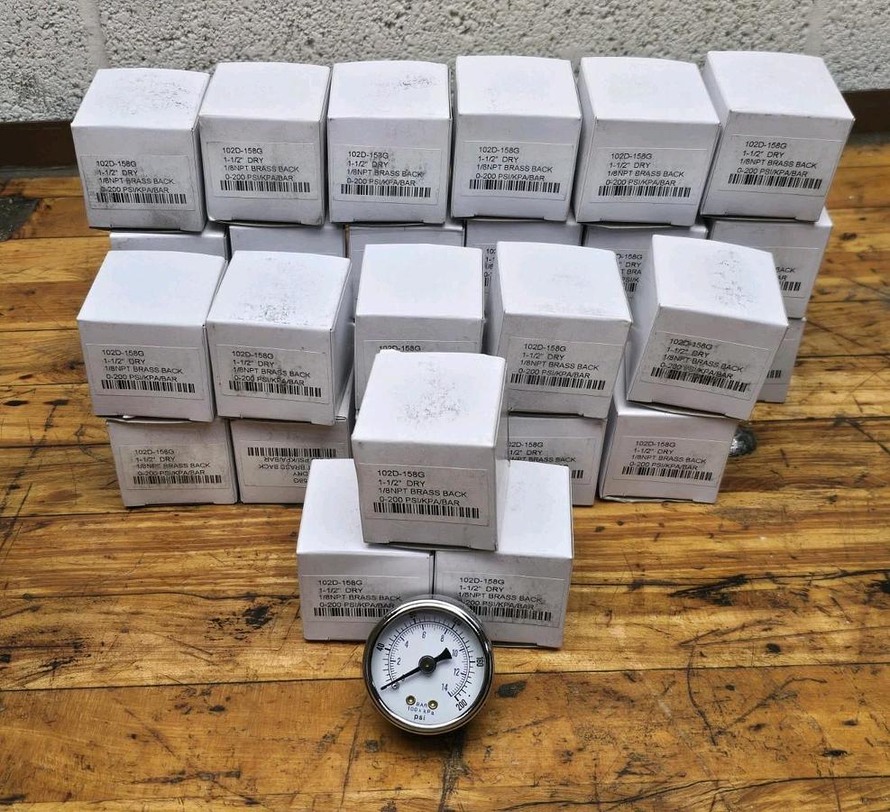 Lot of 2 New PSB20-200TS Dry Pressure Gauges 2" 0-200psi Back Mount w/ Teflon