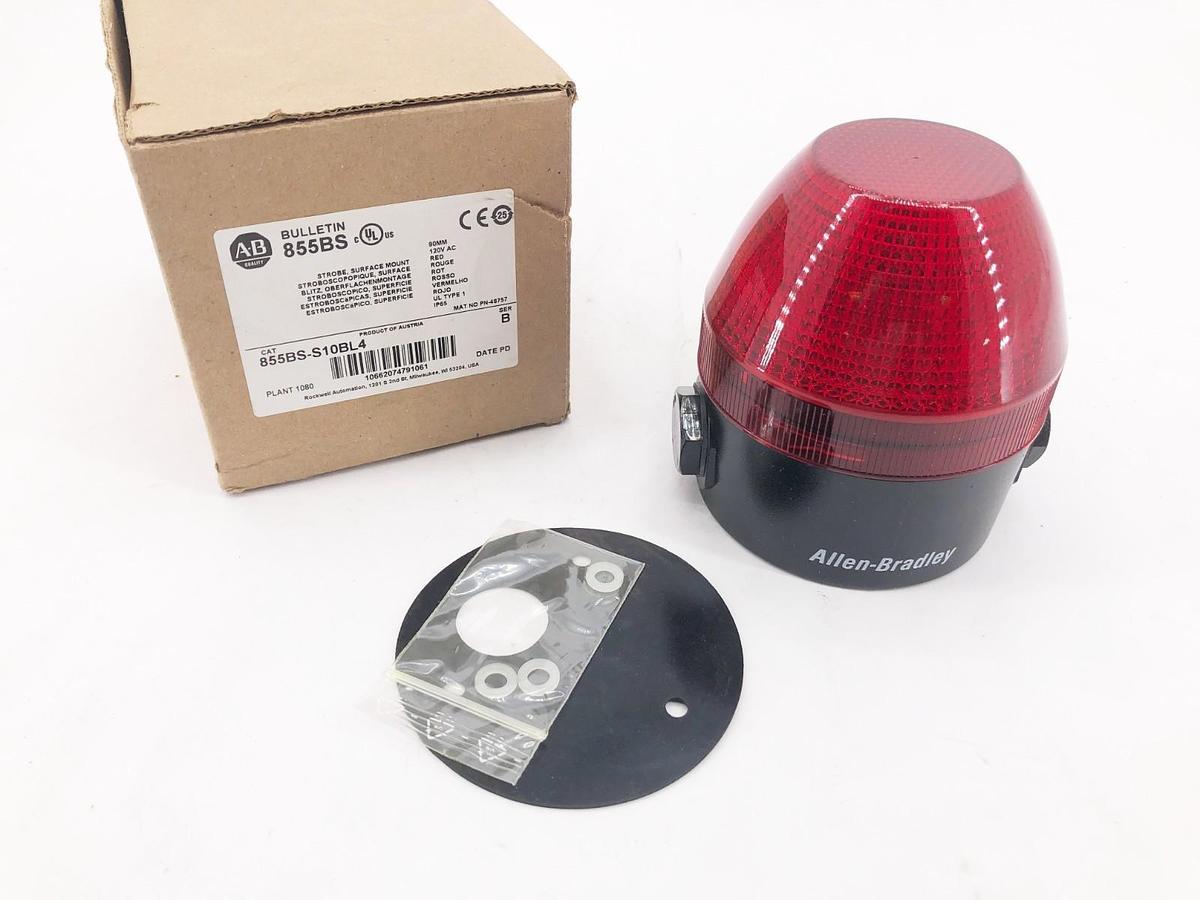 New Allen Bradley 855BS-S10BL4 Industrial Beacon 90mm 120VAC Red
