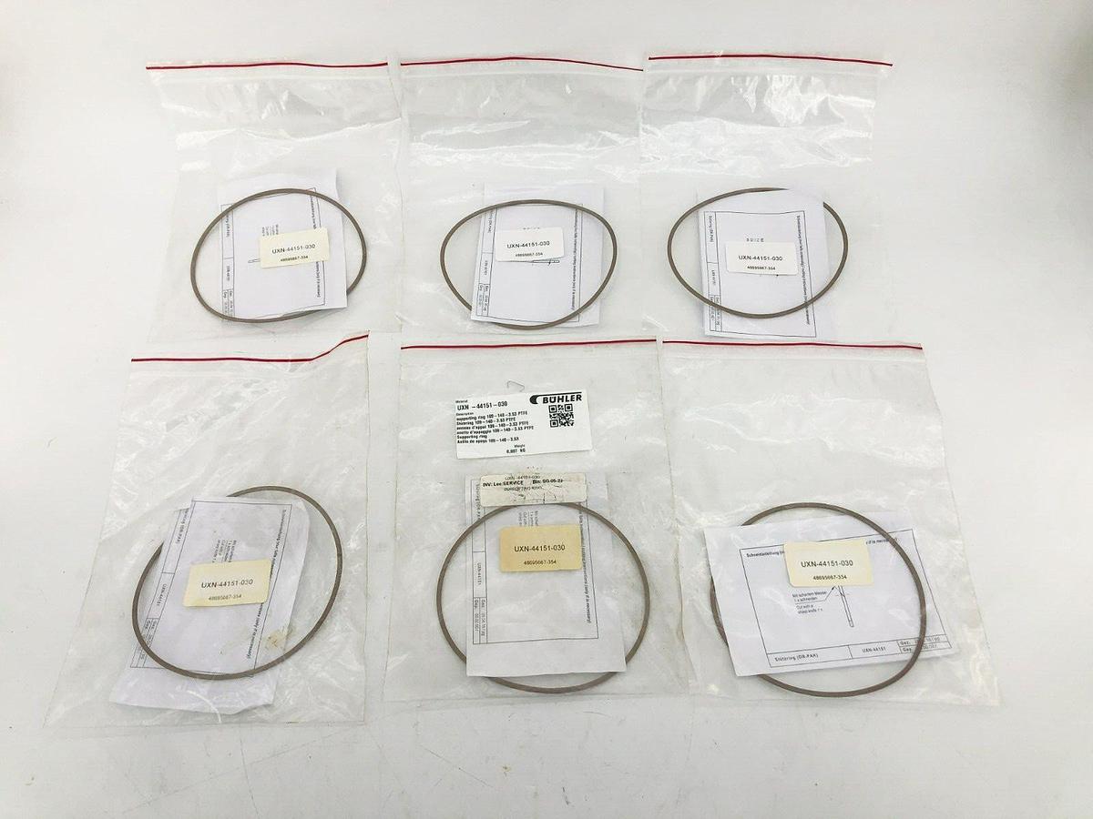 Lot of 6 New Buhler UXN-44151-030 Supporting Rings 109-3.53 PTFE