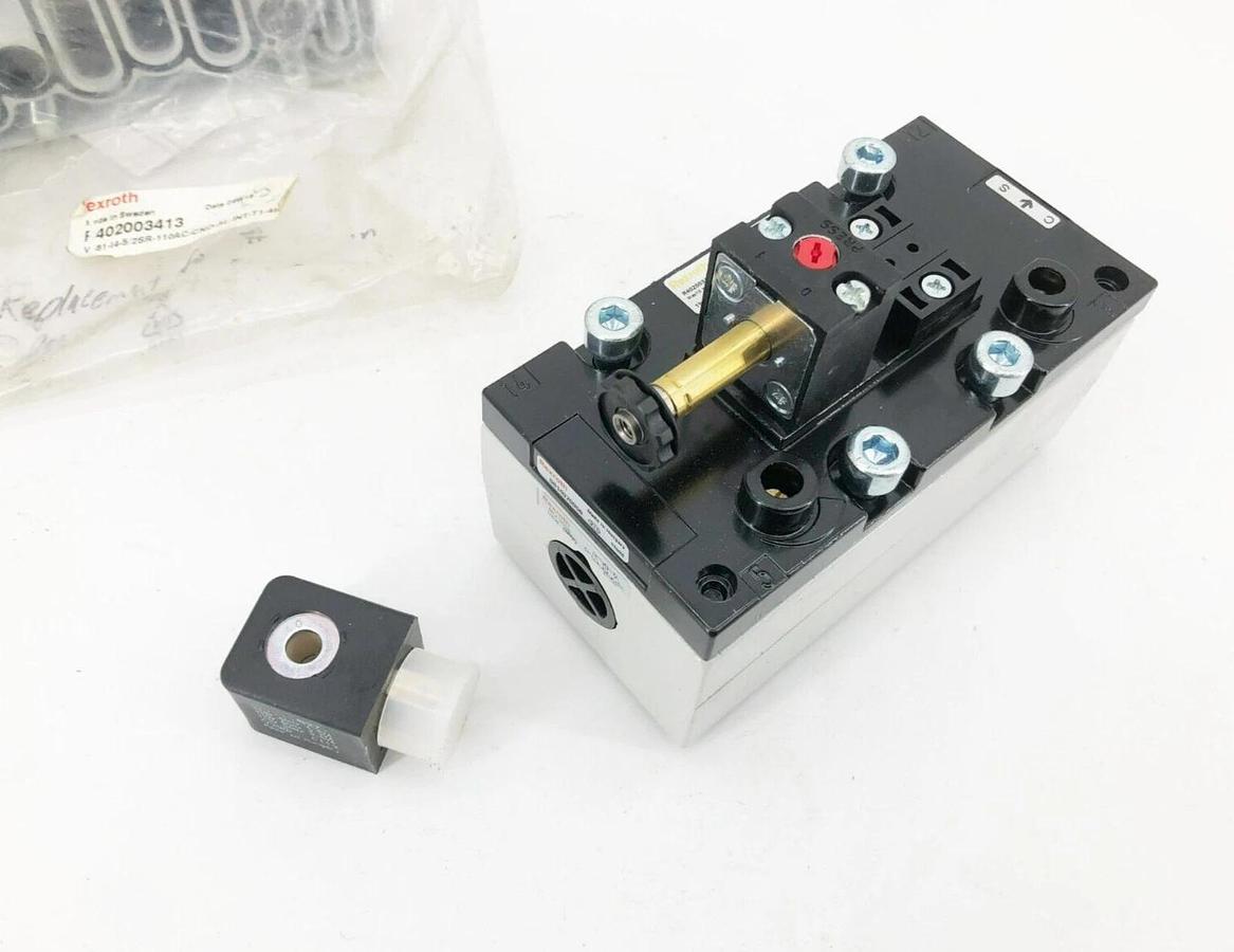 New Rexroth R402003413 Solenoid Valve V581-I4-5/2SR-110AC-CNO-AL-INT-T1-4I4-5