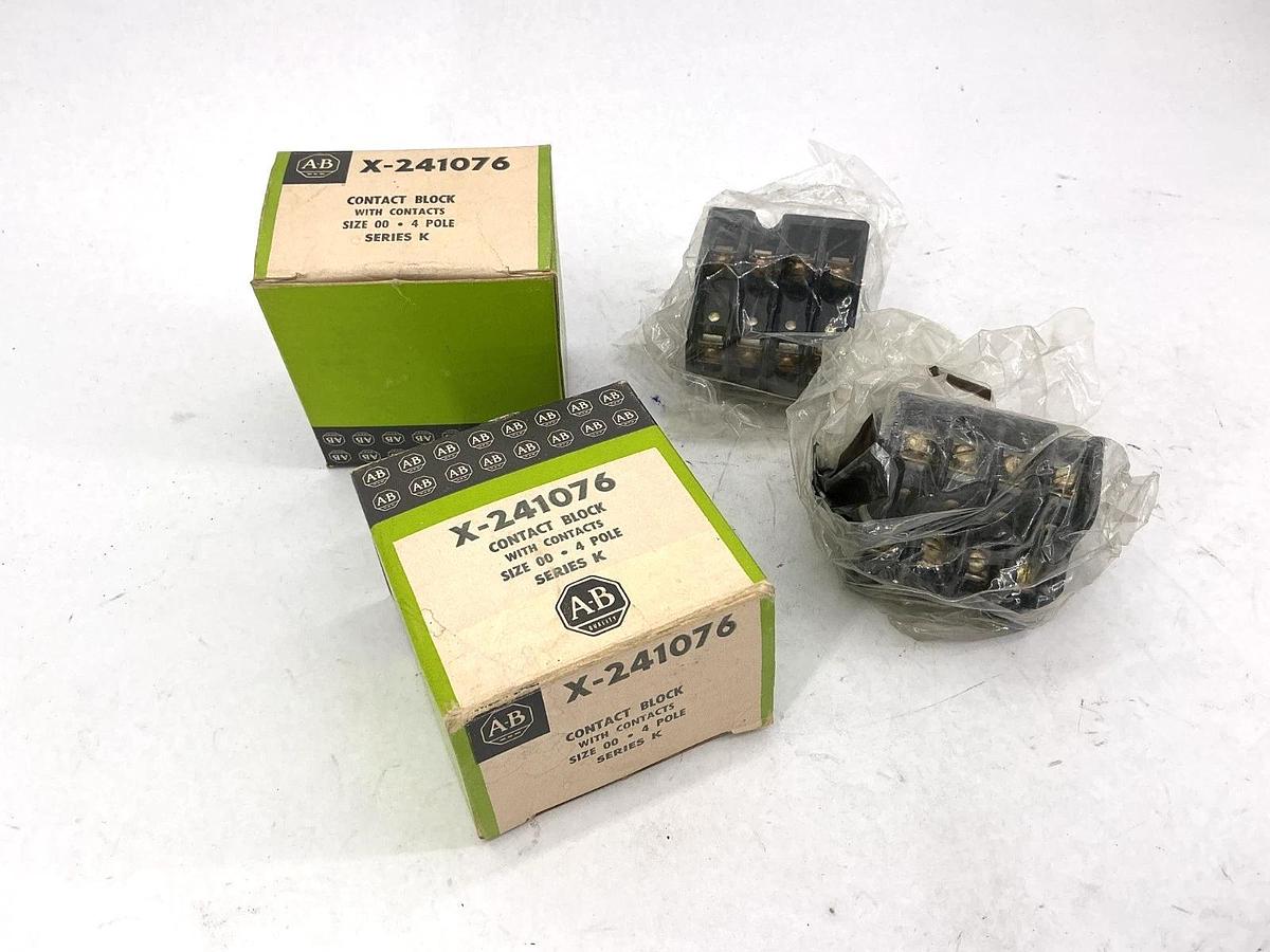 Lot of 2 New Allen Bradley X-241076 Ser K Contact Block w/ Contacts Size 00 4P