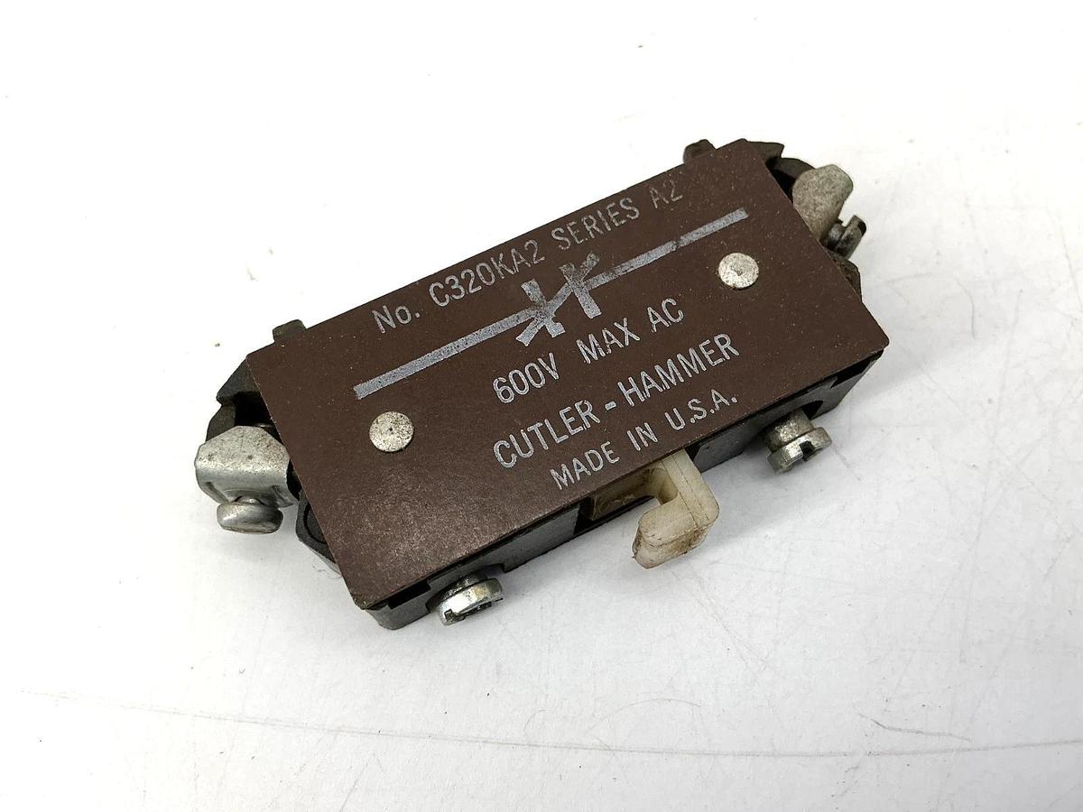 Used Lot of 2 Cutler-Hammer C320KA2 Ser A2 Base Auxiliary Contact 1NC 600VAC