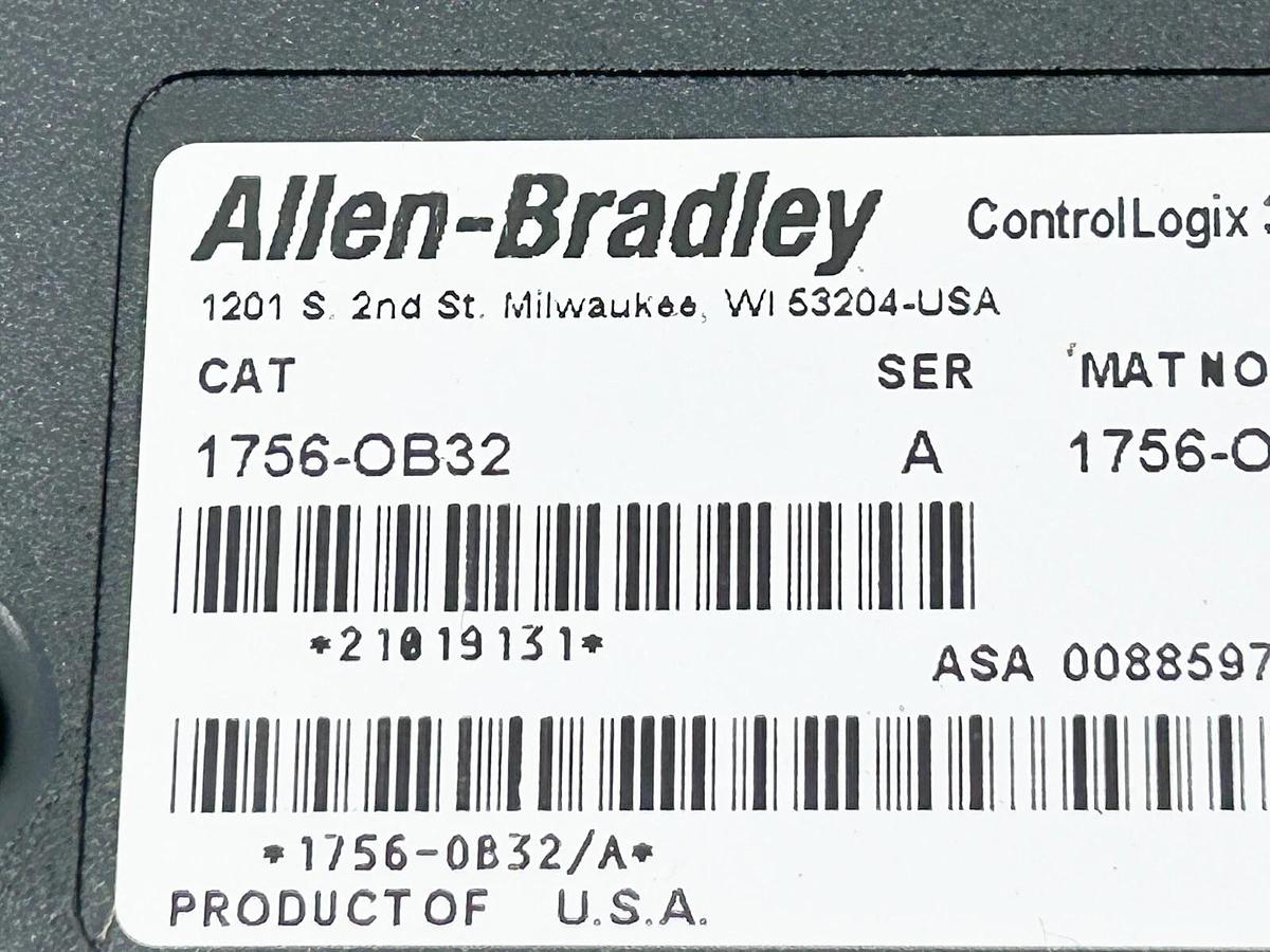 Used Allen Bradley 1756-OB32 Controllogix 32 Point D/O Module 0.5-1A 12-24VDC 32 Outp