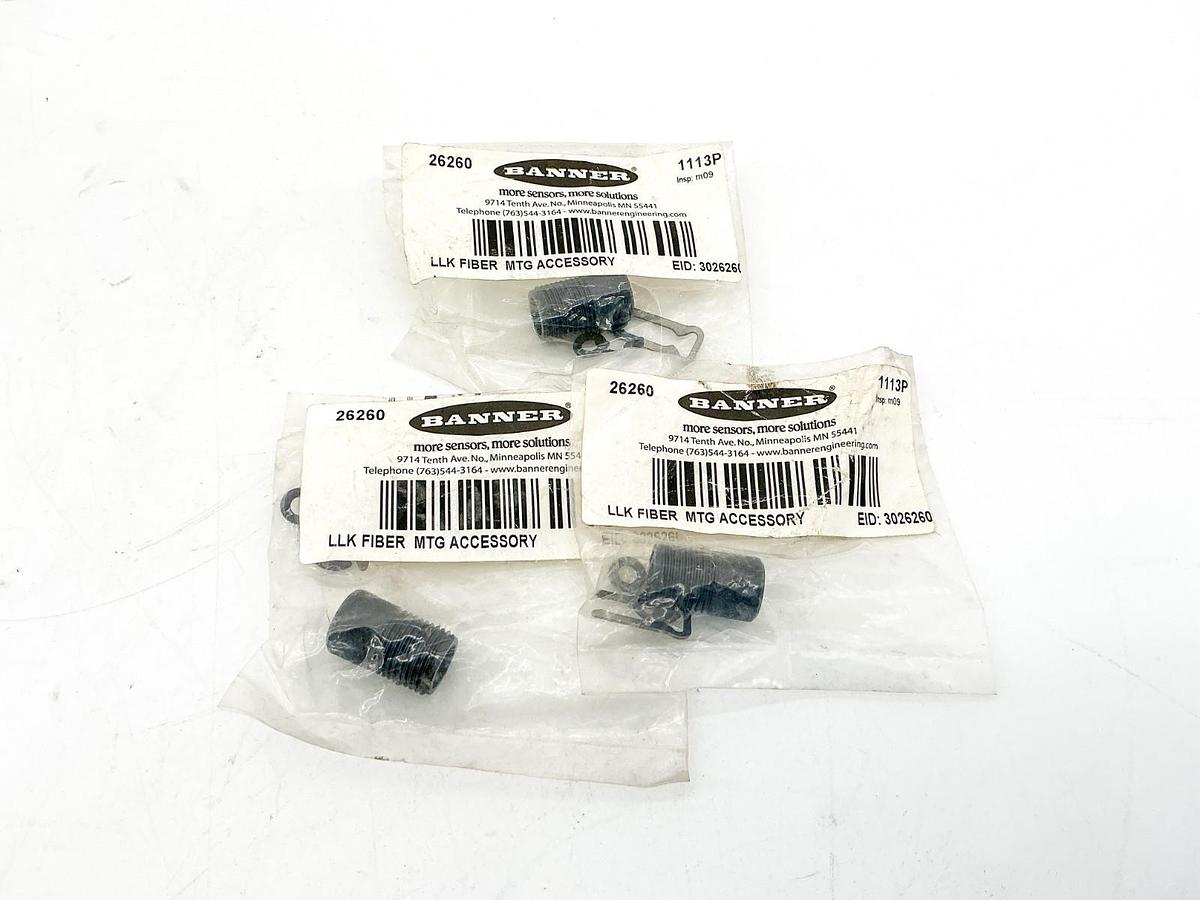 New Lot of 3 Banner 26260 LLK Fiber MTG Accessory 1113P