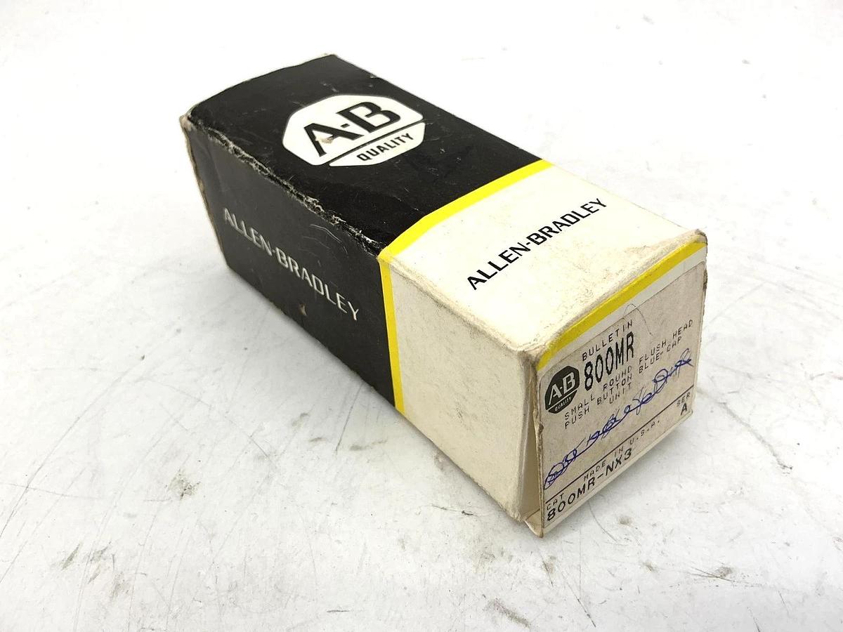 New Allen Bradley 800MR-NX3 Ser A Round Push Button Flush Head Blue Cap