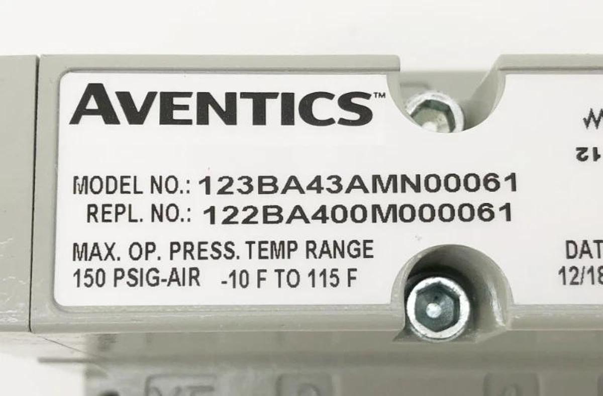New Aventics 123BA43AMN00061 Solenoid Valve 24VDC 122BA400M000061 - No Box