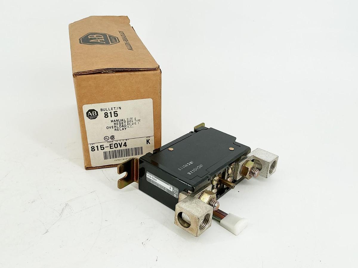 New Allen Bradley 815-EOV4 Manual Reset Overload Relay Size 4 Open Type Ser.K