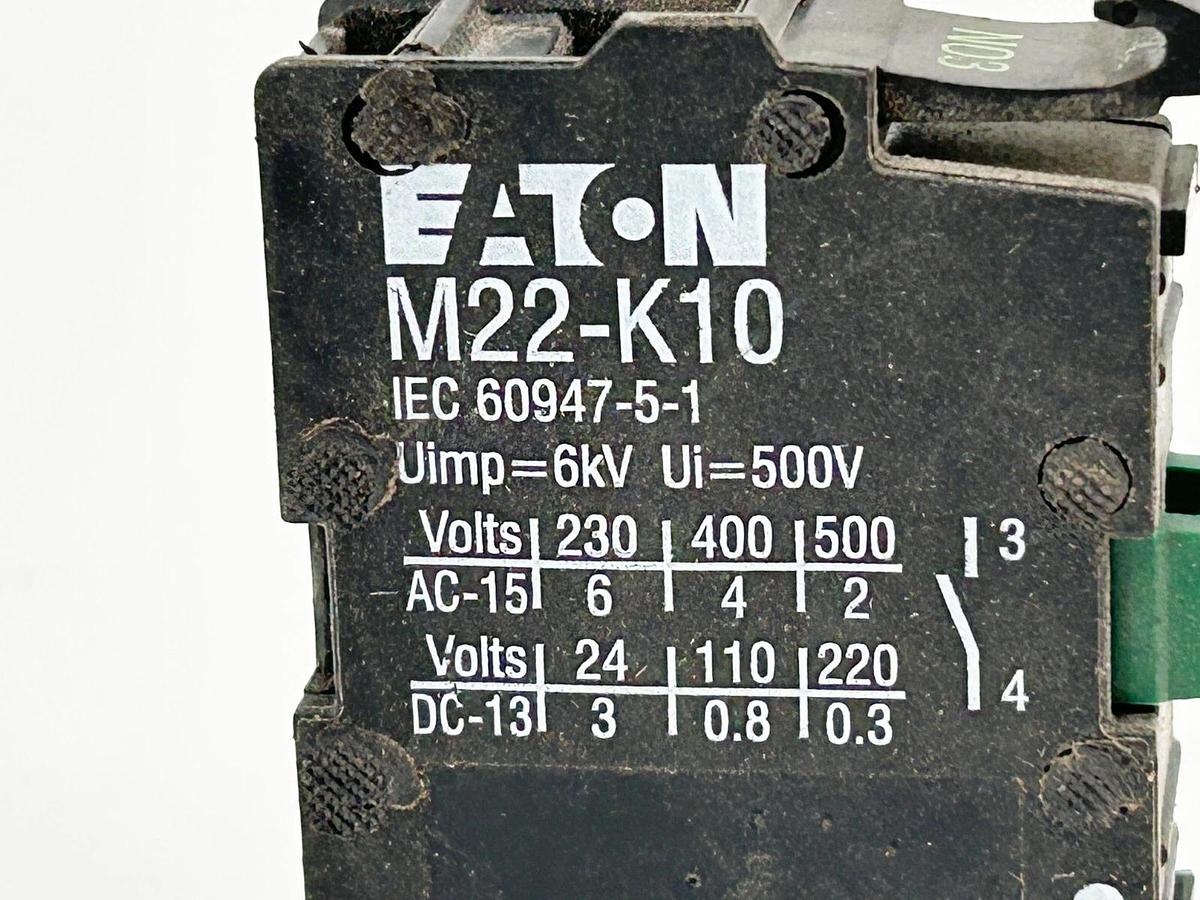 Used Lot of 4 Eaton M22-K10 Contact Block 6A 500Vac 1 NO Aux Contact