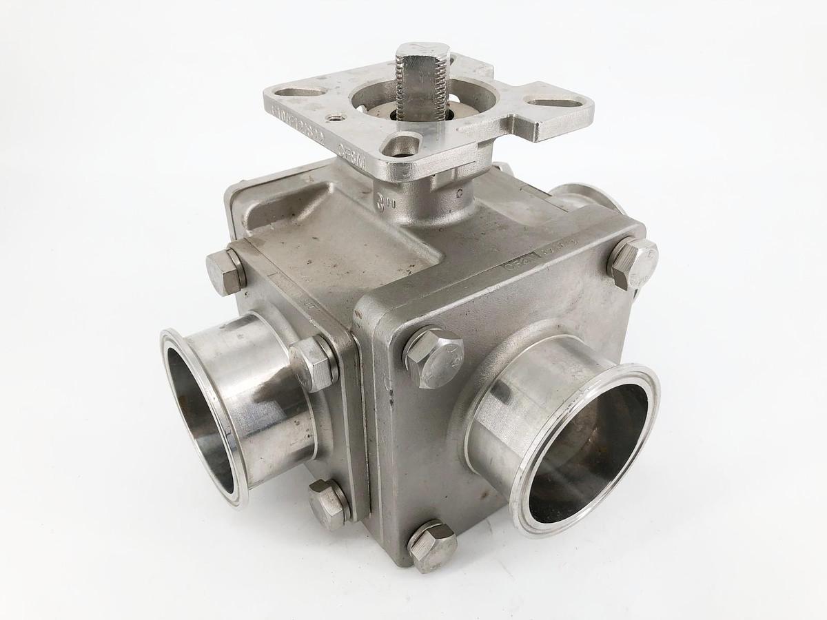 Used Haitima 3" CF8M 1000WOG Ball Valve 3-Way Stainless Steel