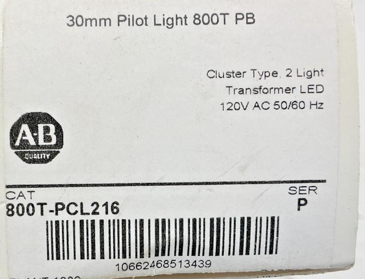 New Allen Bradley 800T-PCL216 Ser P Pilot Light Cluster Type 2 Light LED 120V