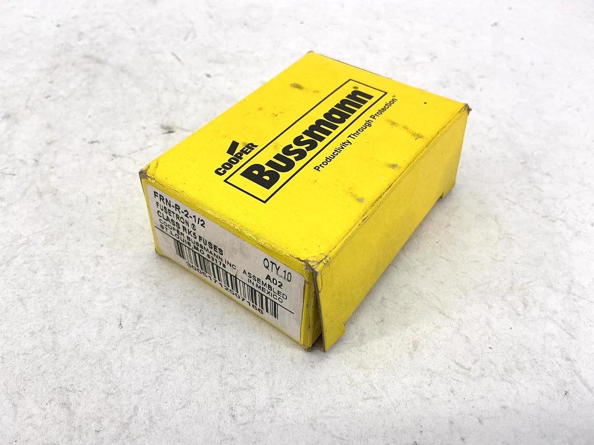 New Bussmann FRN-R-2-1/2 Fusetron Class RK5 Fuse 2-1/2A 250V Box of 10