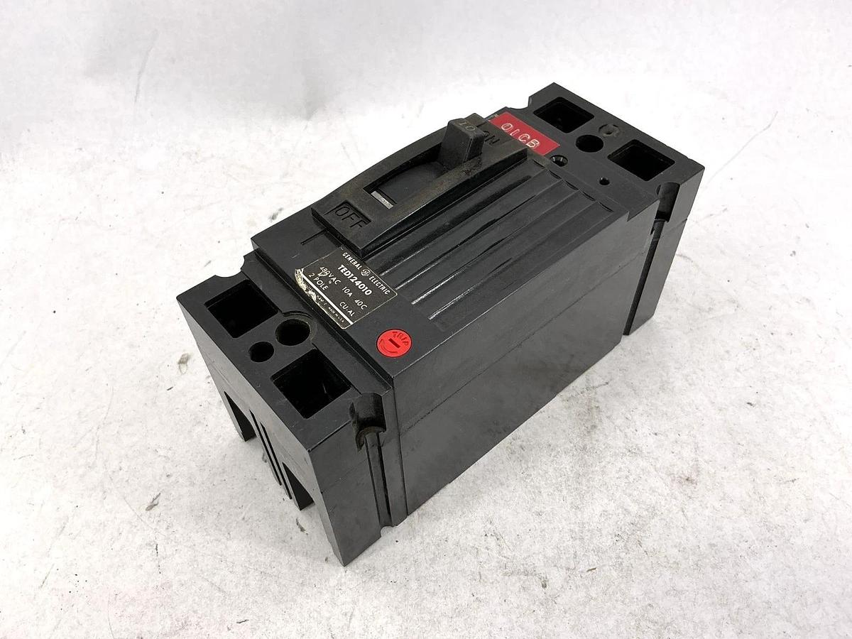 Used GE General Electric TED124010 Circuit Breaker 2-Pole 10A 480VAC