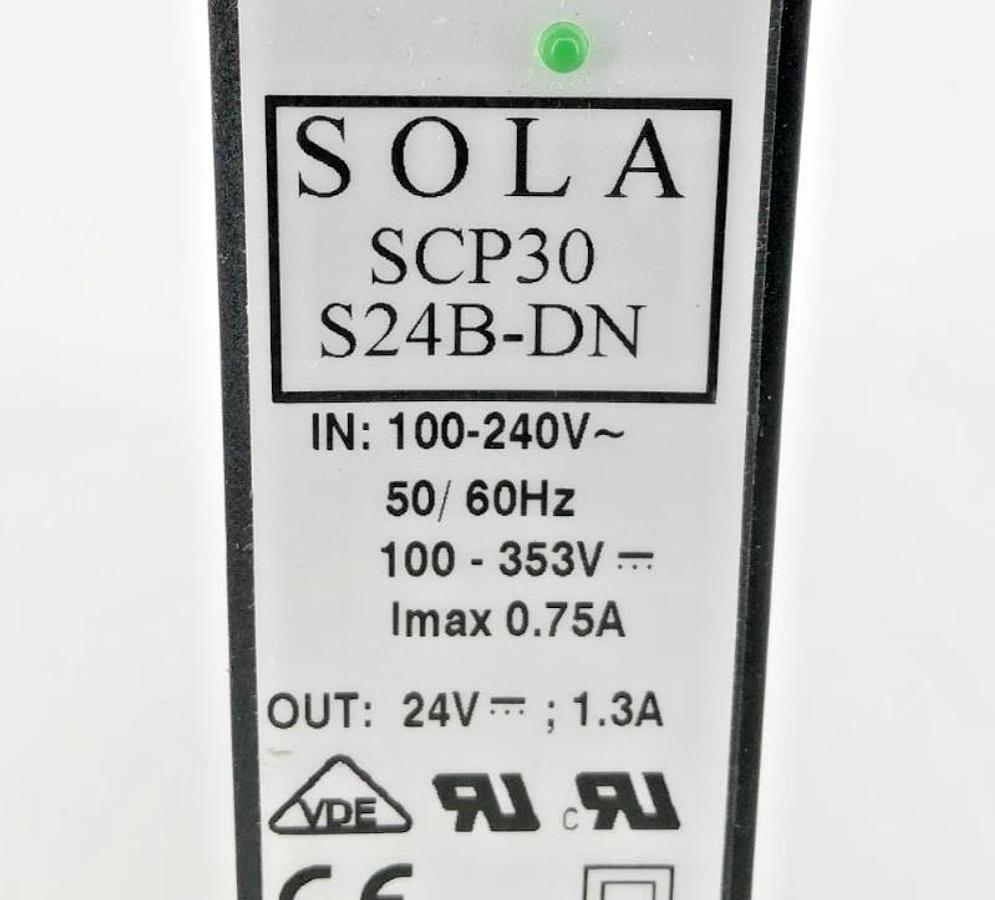 Used Sola SCP30 S24B-DN Power Supply In: 200-240V 0.75A Out: 24V 1.3A