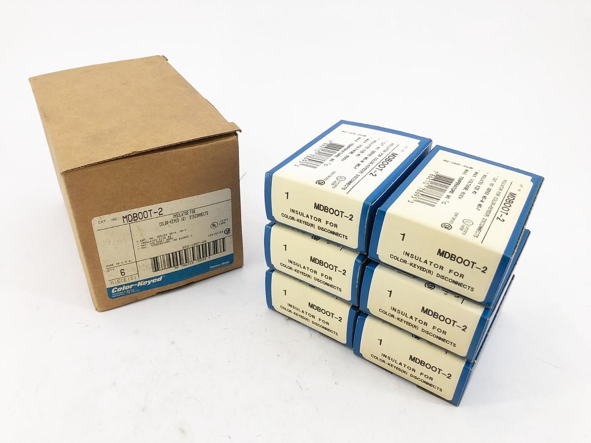 Box of 6 New Thomas & Betts MDBOOT-2 Insulators for Color-Keyed (R) Disconnects