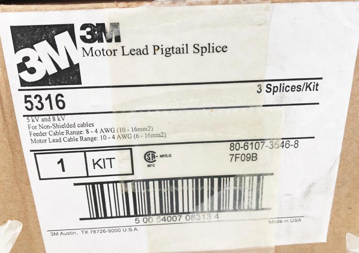 Box of 3 New 3M 5316 Motor Lead Pigtail Splice Kit