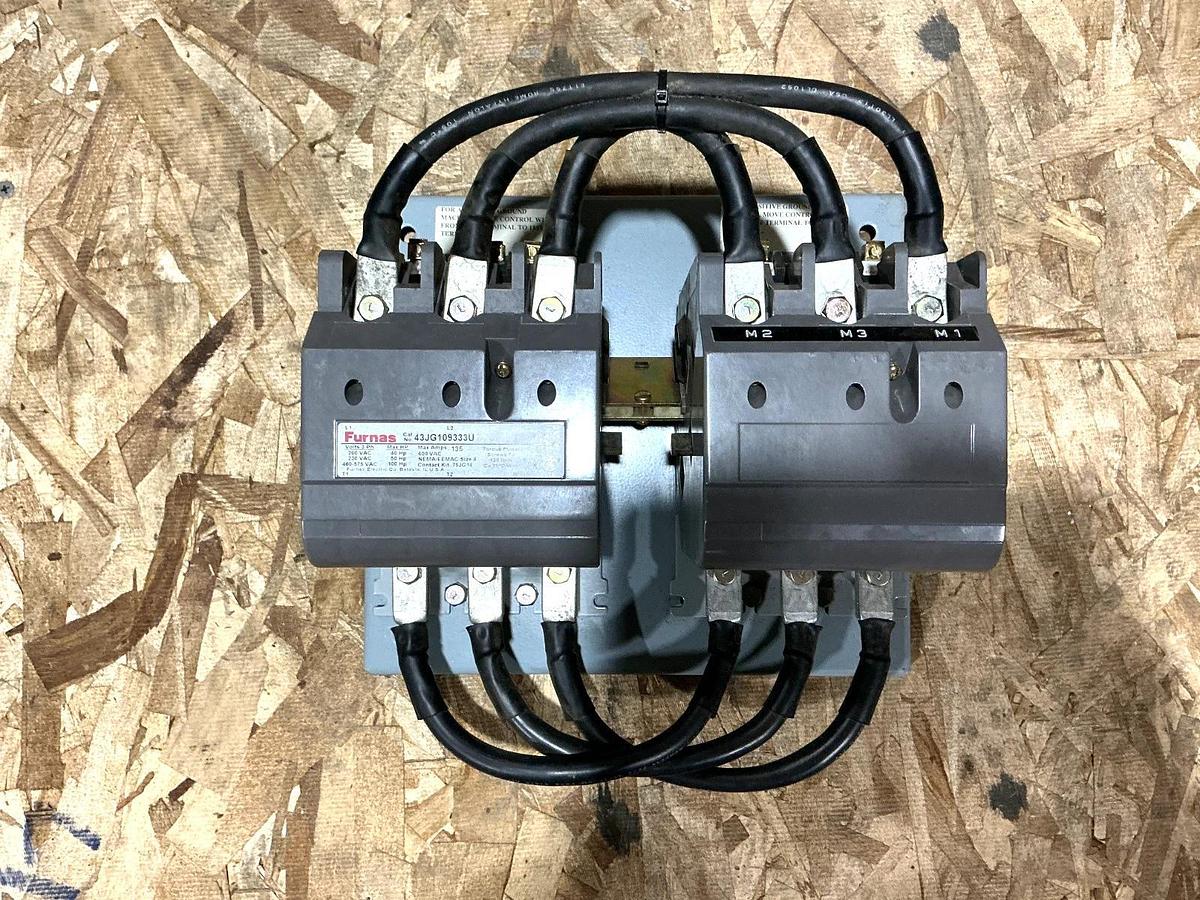 Used Furnas 43JG109333U Ser B Reversing Contactor 3PH 135A 600VAC Coil 145/185V 73HZ