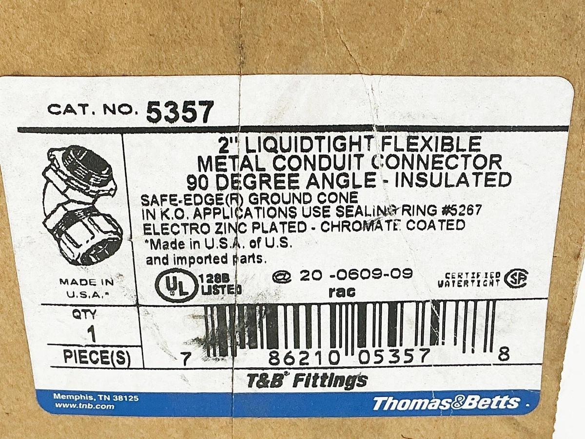 New Thomas & Betts 5357 2" Liquidtight Flexible Metal Conduit 90 Degree Angle
