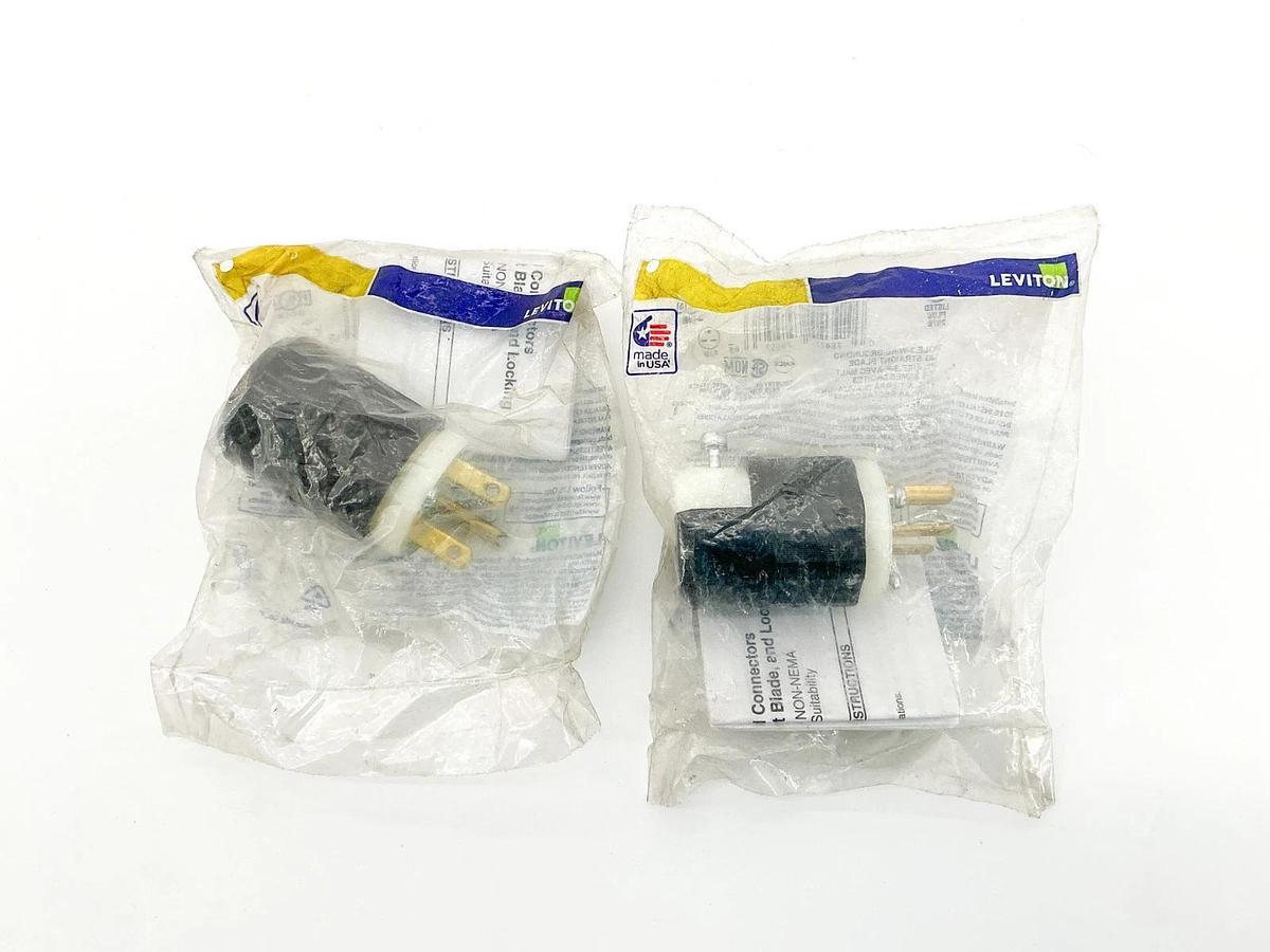 New Lot of 2 Leviton 061-5666-C Straight Blade Plug 2P 15A 250V