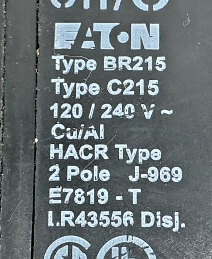 Used Lot of 2 Eaton Cutler-Hammer BR215 Circuit Breaker Type C215 2-Pole 15A 120/240V
