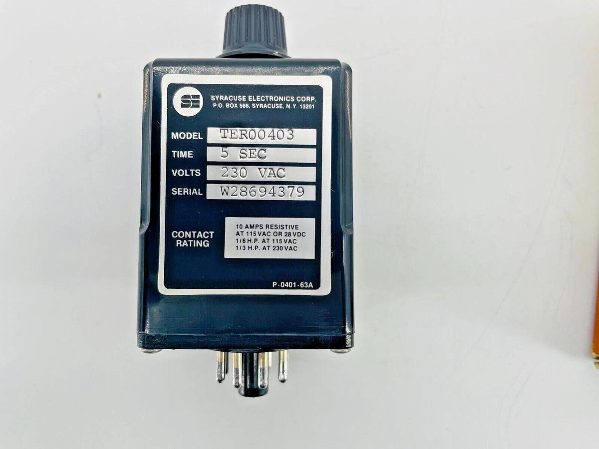 New Syracuse Electronics TER-00403 Time Relay 5 Sec 230VAC 8 Pin TER00403