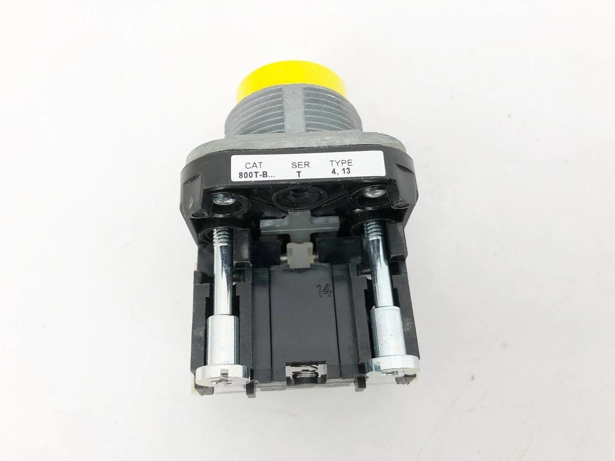 New Allen Bradley 800T-B9D1 Ser. T Yellow Extended Head Pushbutton