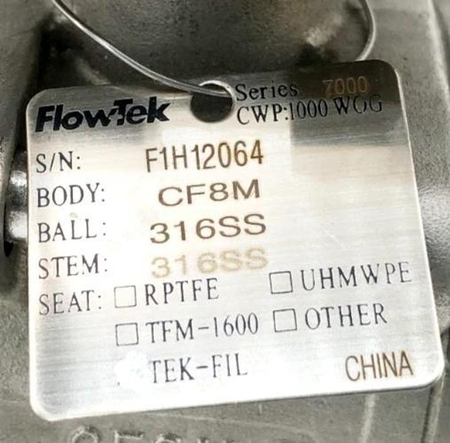 New Flow-Tek 140150-11000SSKR-NA Ball Valve 1-1/2" CF8M